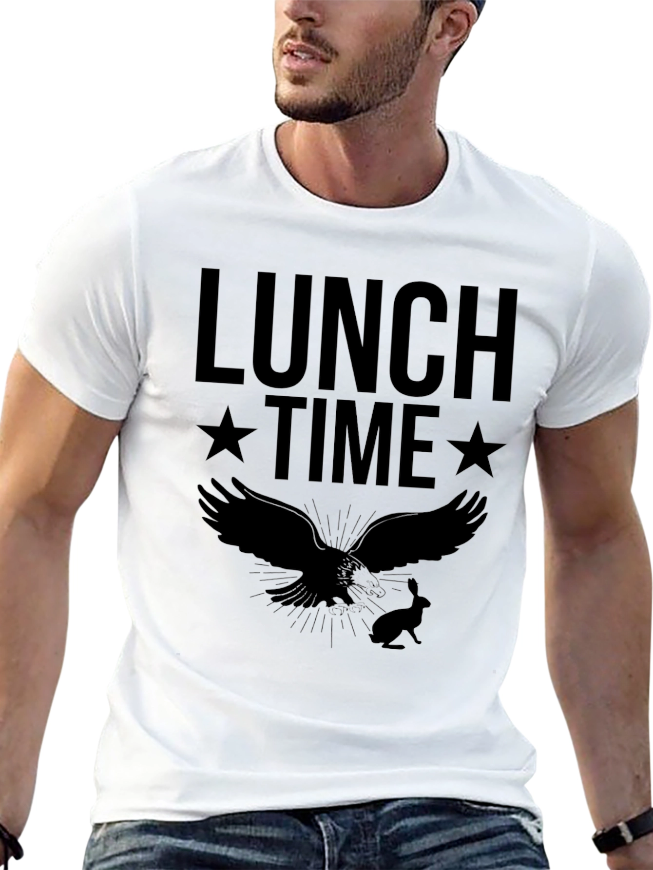 Lunch Time Eagle & Rabbit Graphic T-Shirt