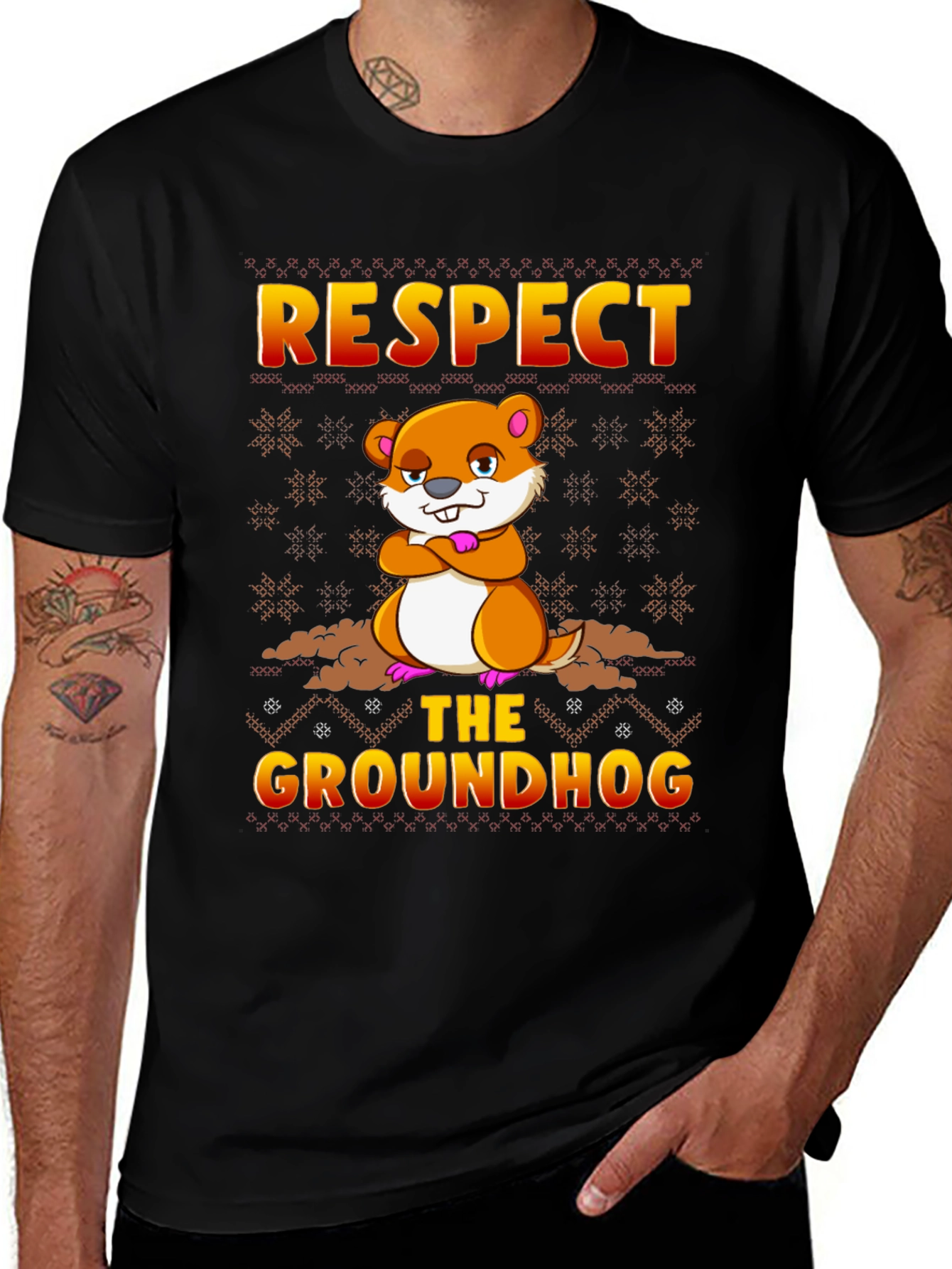 Respect the Groundhog T-Shirt Funny Groundhog Day Tee