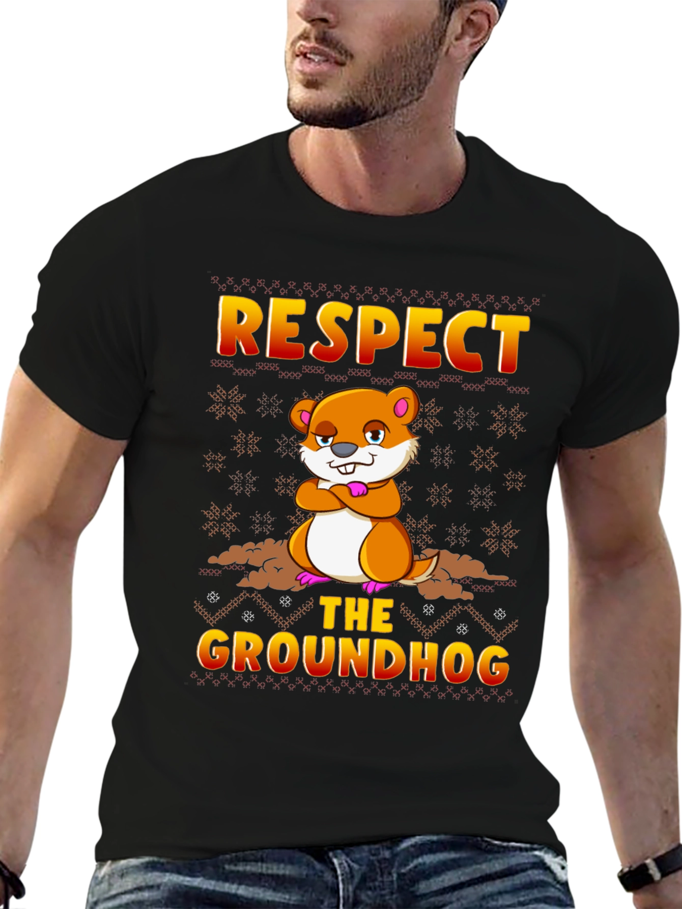 Respect the Groundhog T-Shirt Funny Groundhog Day Tee