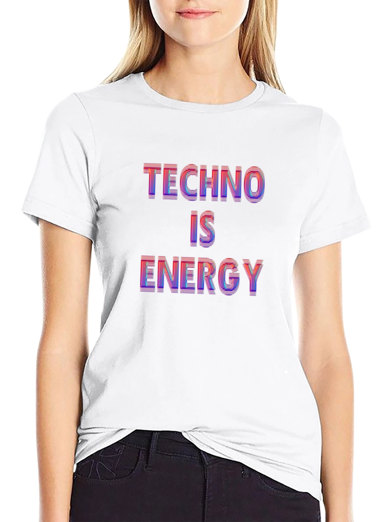 Techno is Energy Graphic T-Shirt - Black Cotton Tee