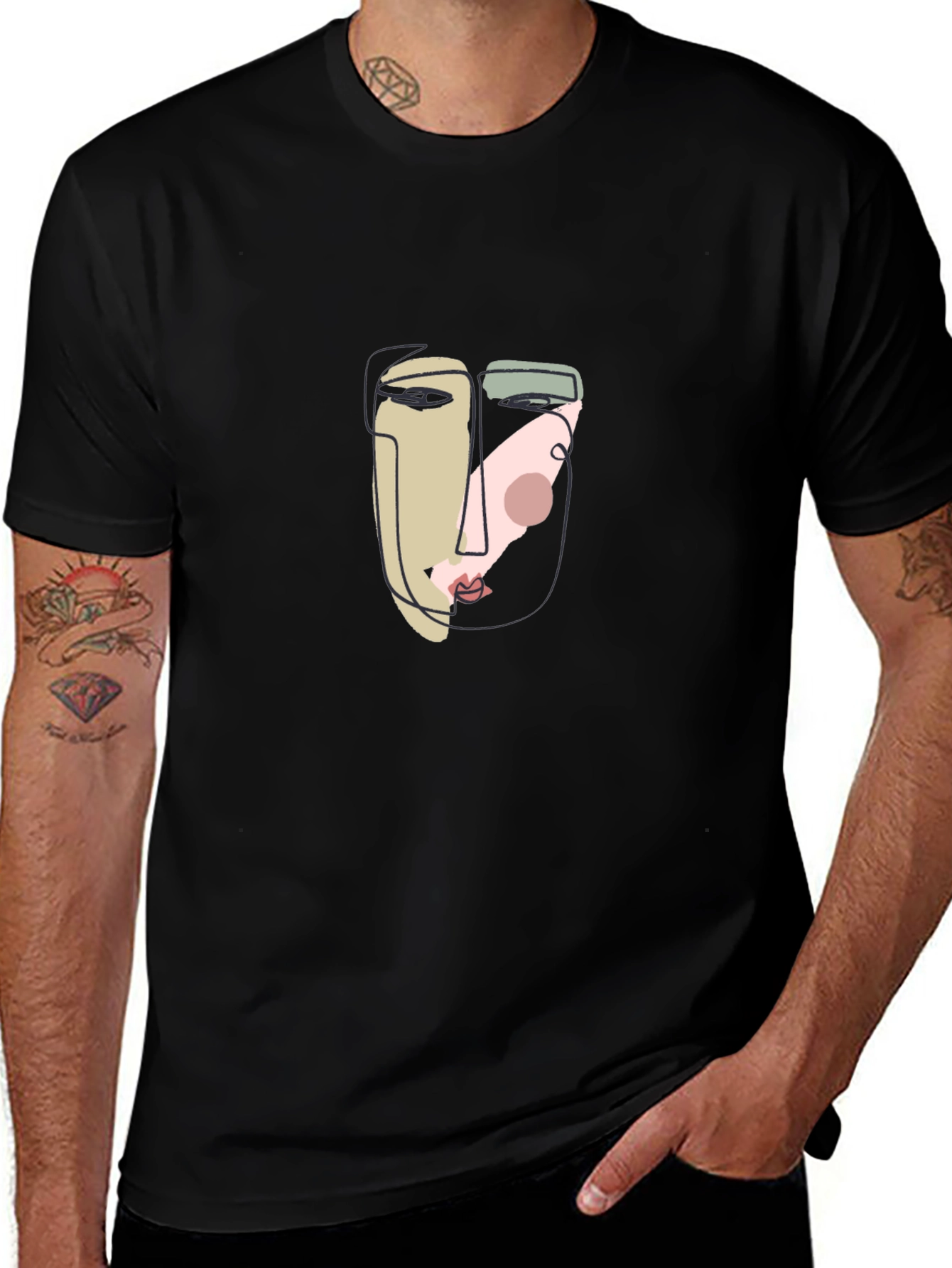 Abstract Face Graphic Tee - Unisex Cotton T-Shirt