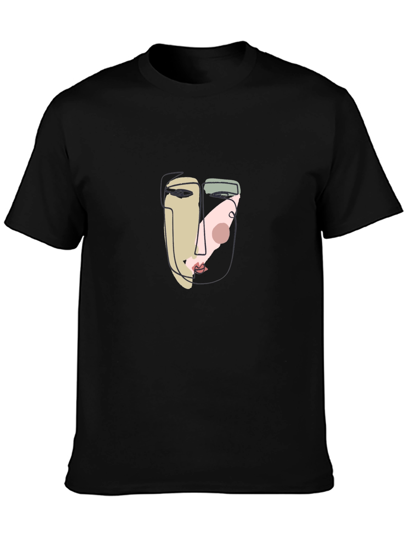 Abstract Face Graphic Tee - Unisex Cotton T-Shirt