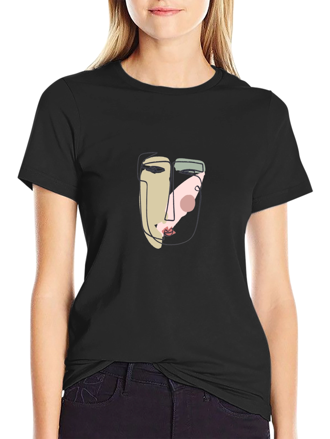 Abstract Face Graphic Tee - Unisex Cotton T-Shirt