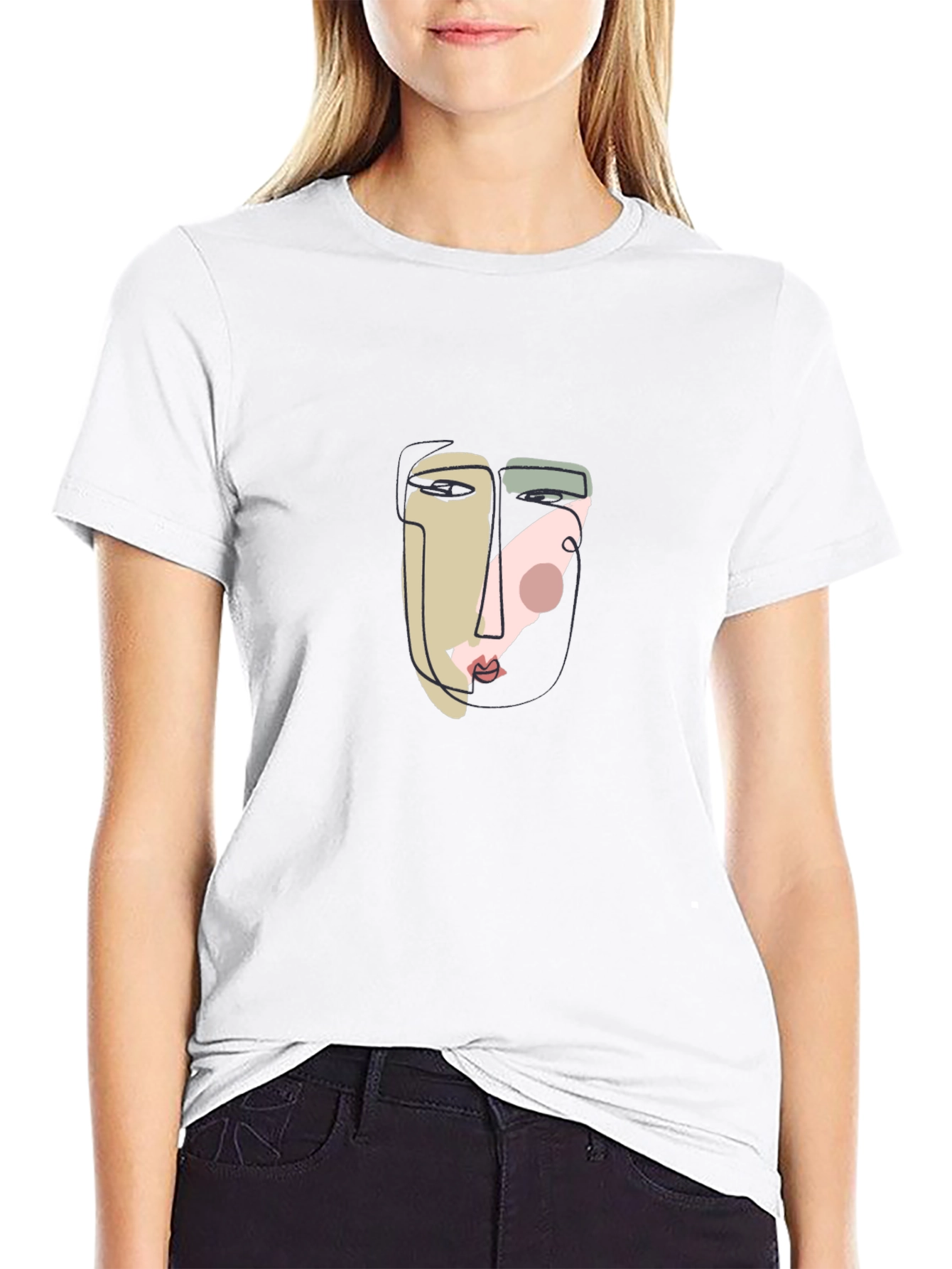 Abstract Face Graphic Tee - Unisex Cotton T-Shirt