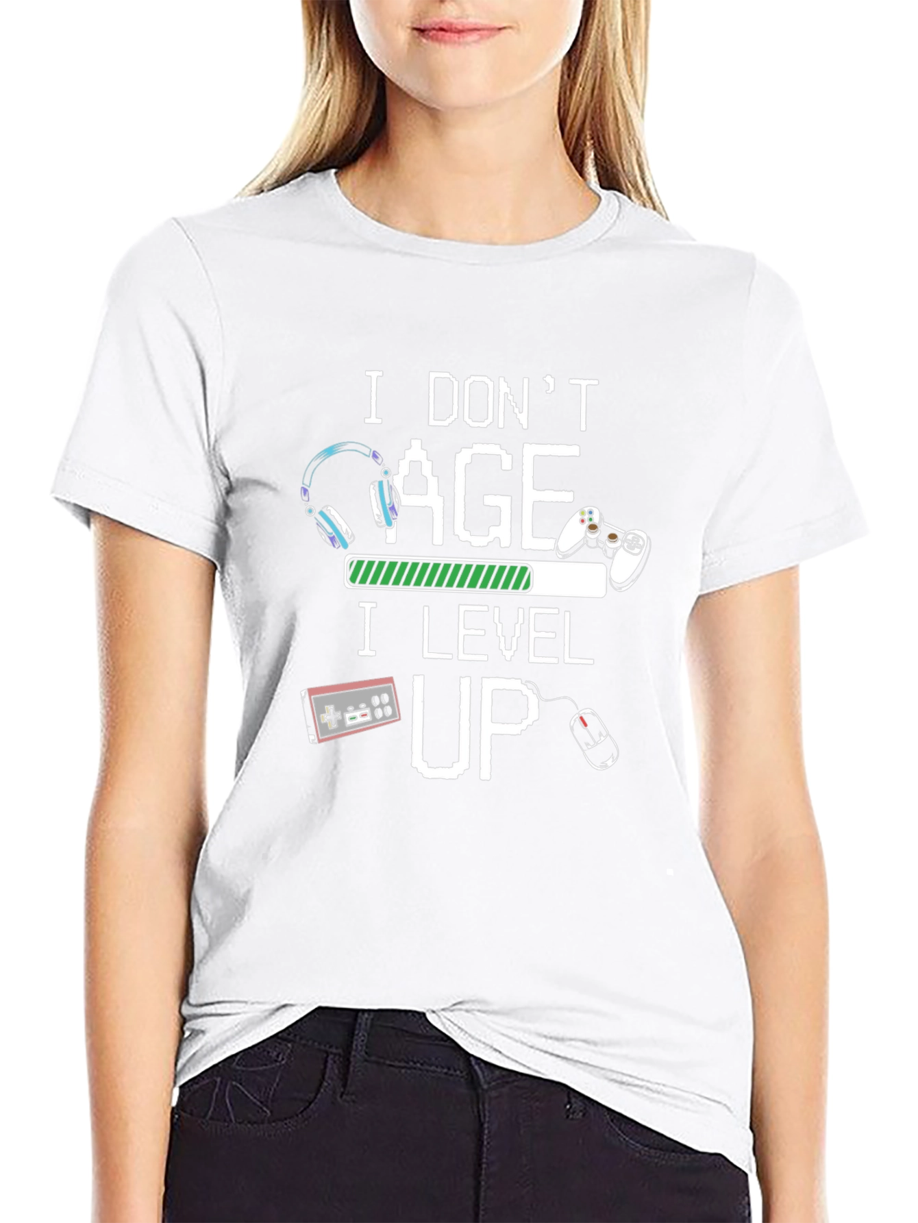 I Dont Age I Level Up T-Shirt Gamer Black
