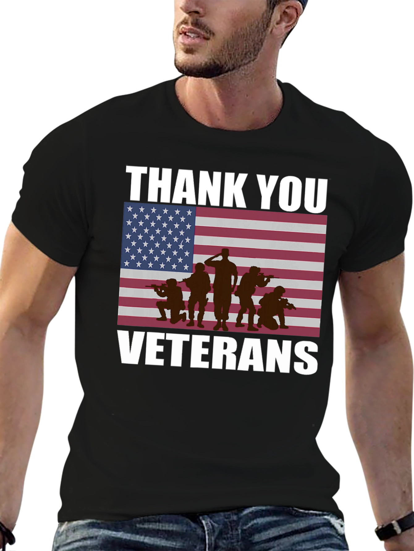 Thank You Veterans T-Shirt - Patriotic American Flag Design
