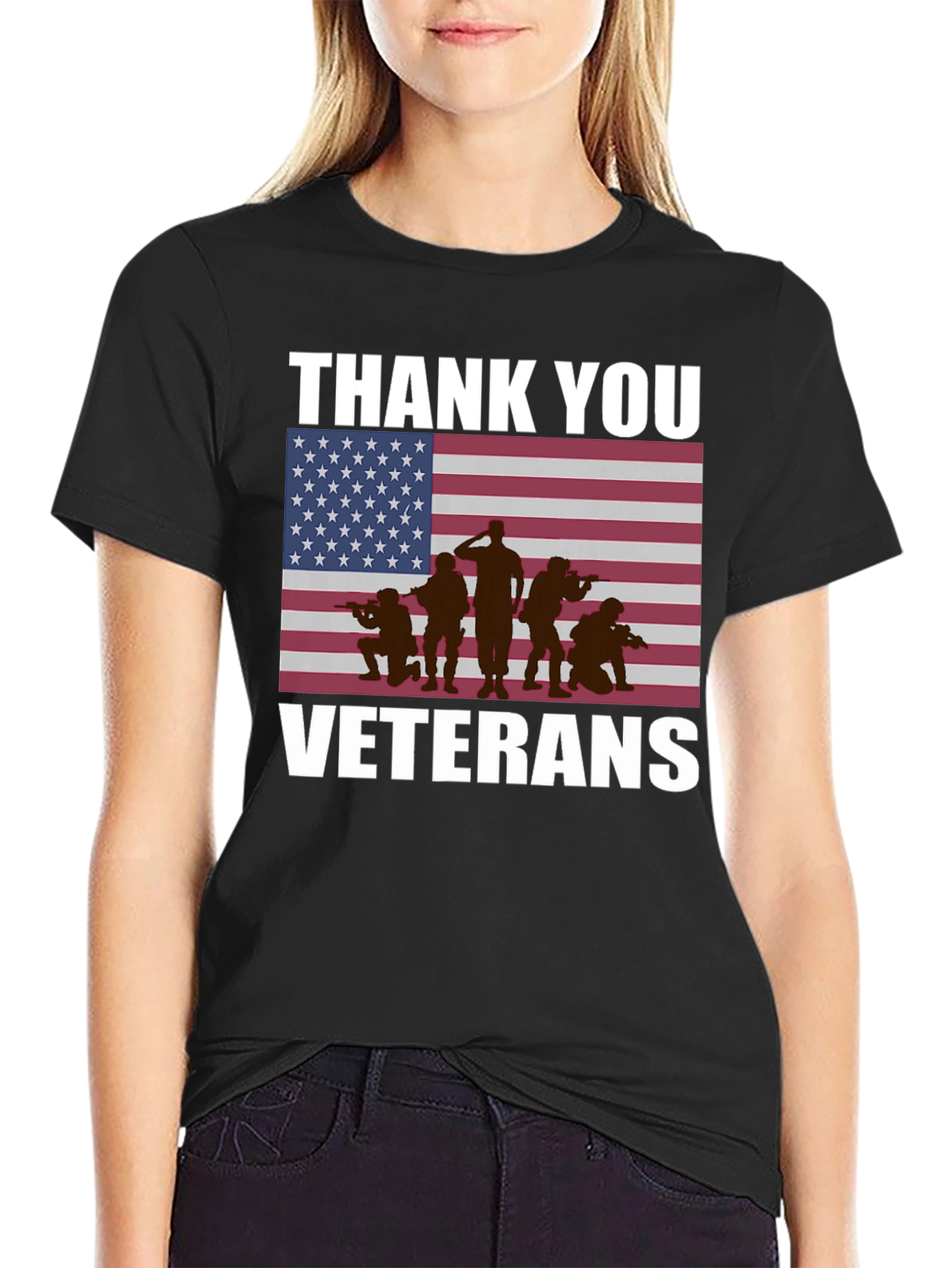 Thank You Veterans T-Shirt - Patriotic American Flag Design