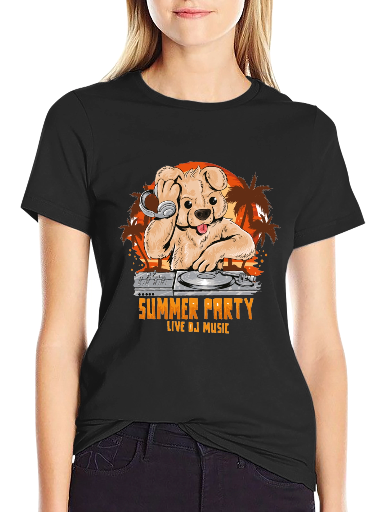 Summer Party DJ Bear Graphic T-Shirt