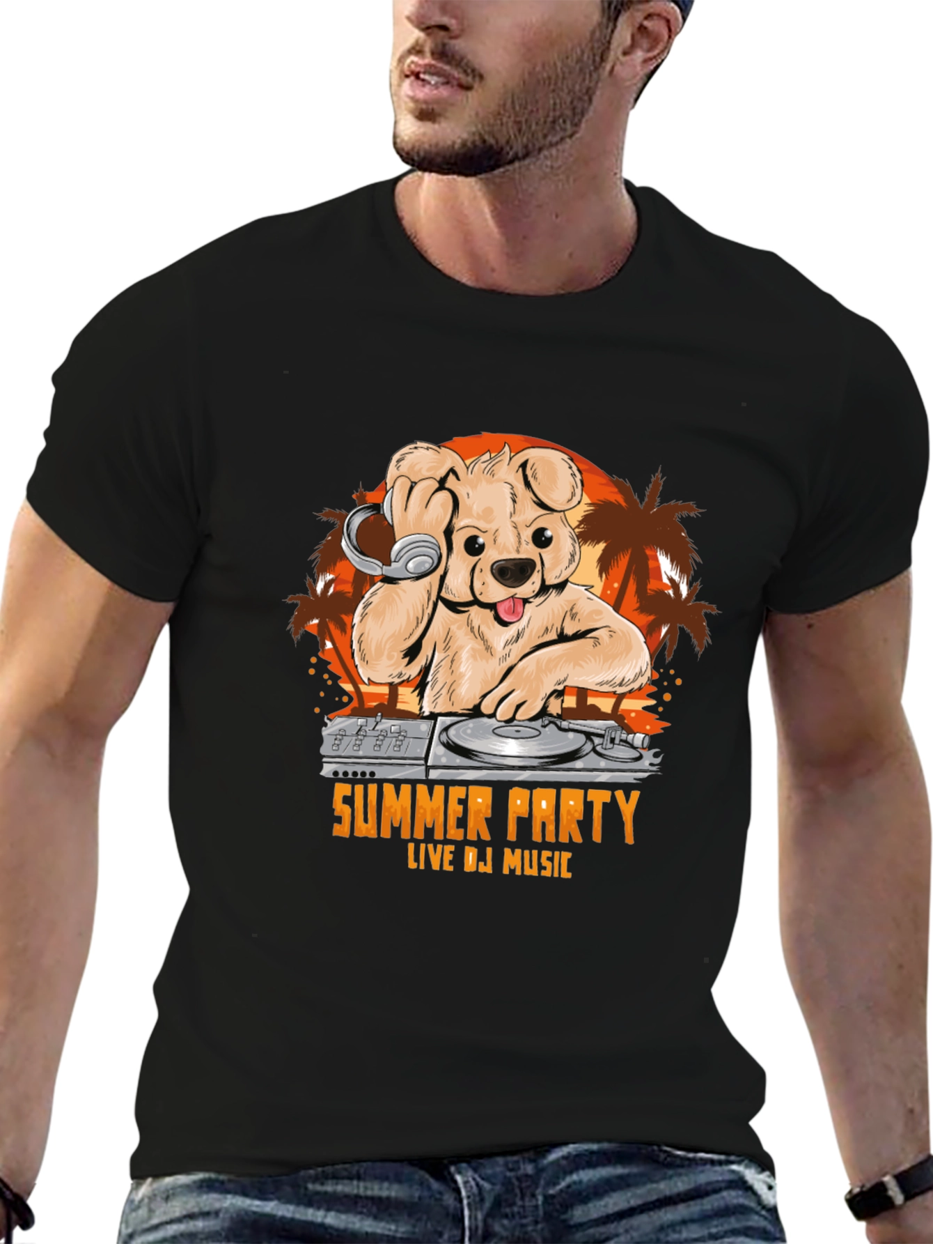 Summer Party DJ Bear Graphic T-Shirt