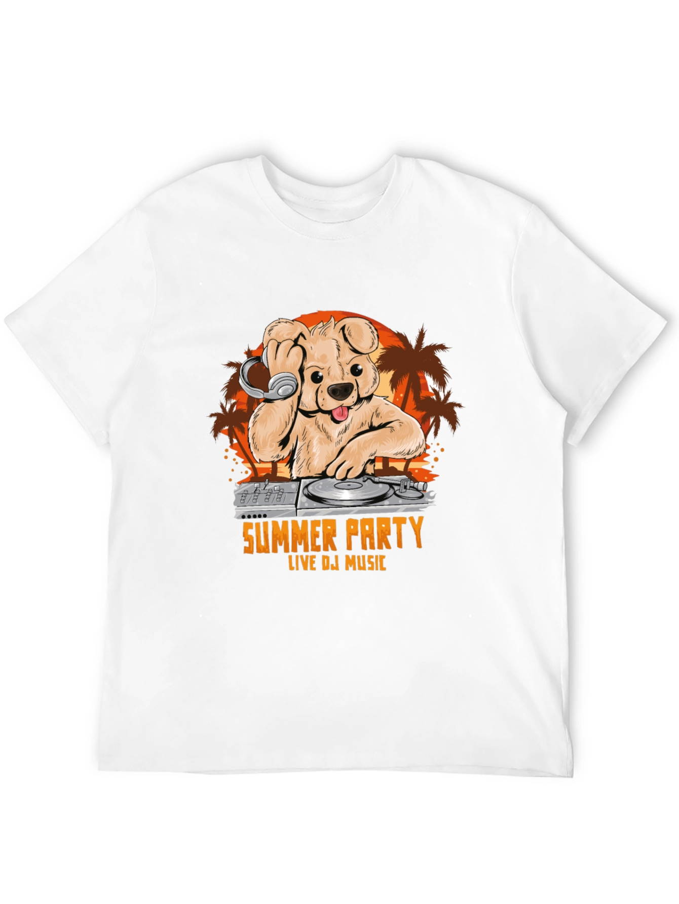 Summer Party DJ Bear Graphic T-Shirt