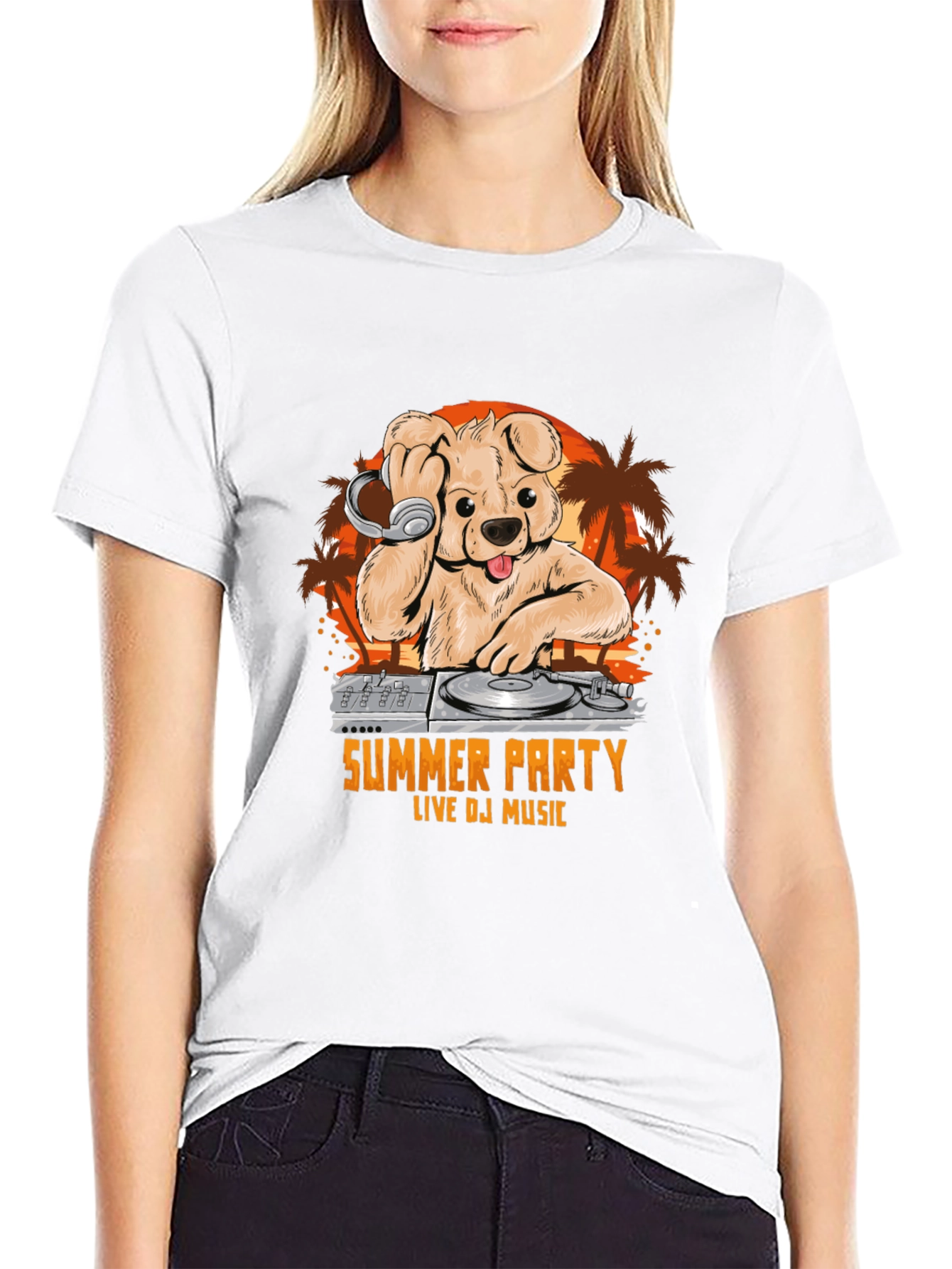 Summer Party DJ Bear Graphic T-Shirt