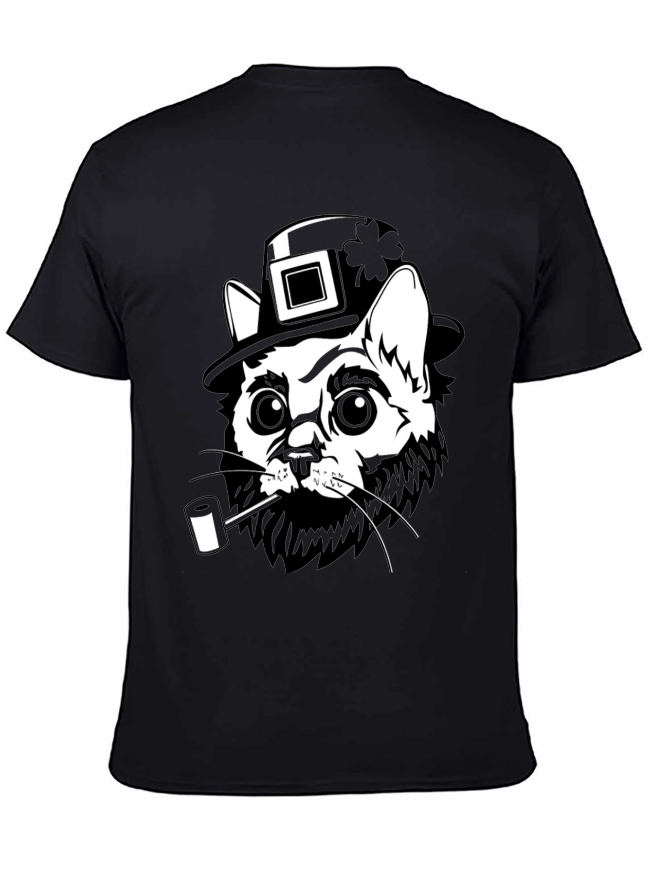 Leprechaun Cat Black T-Shirt