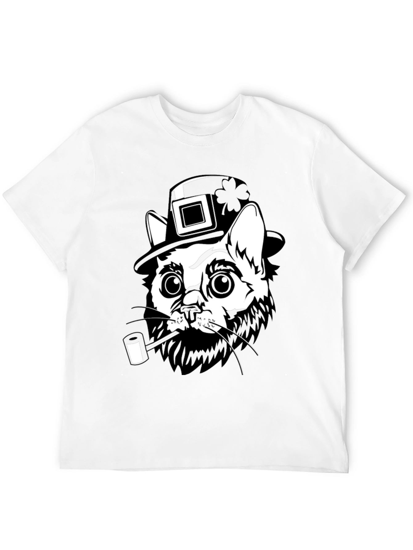 Leprechaun Cat Black T-Shirt