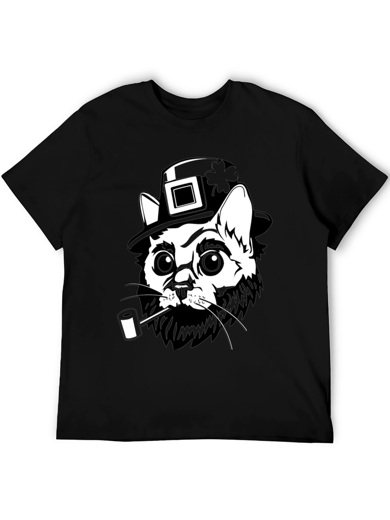 Leprechaun Cat Black T-Shirt