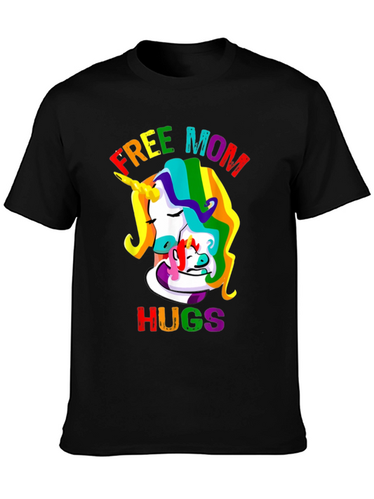 Free Mom Hugs Unicorn T-Shirt - Rainbow Pride