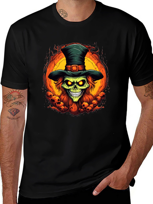 Skull Top Hat Graphic Tee - Halloween Ready!