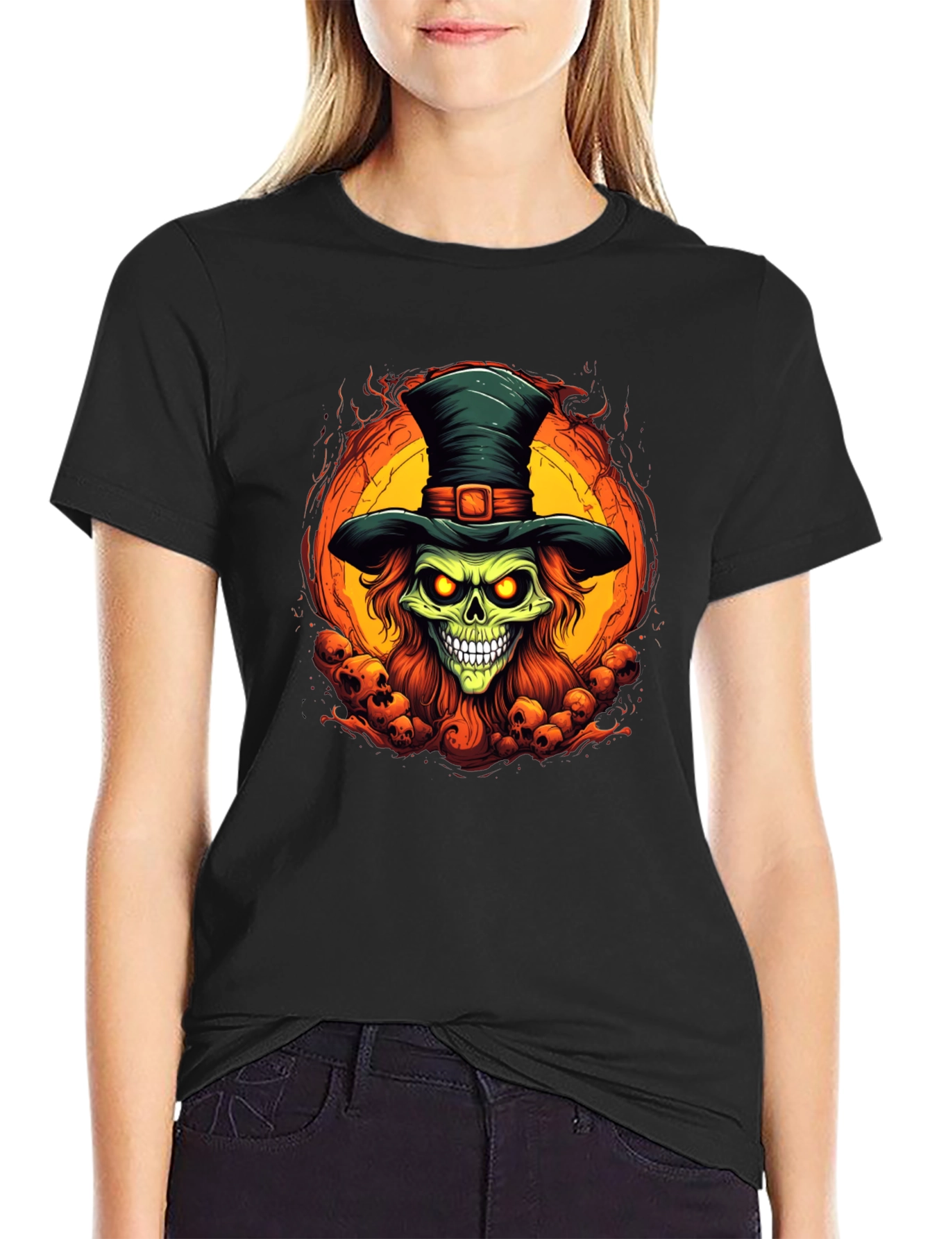 Skull Top Hat Graphic Tee - Halloween Ready!