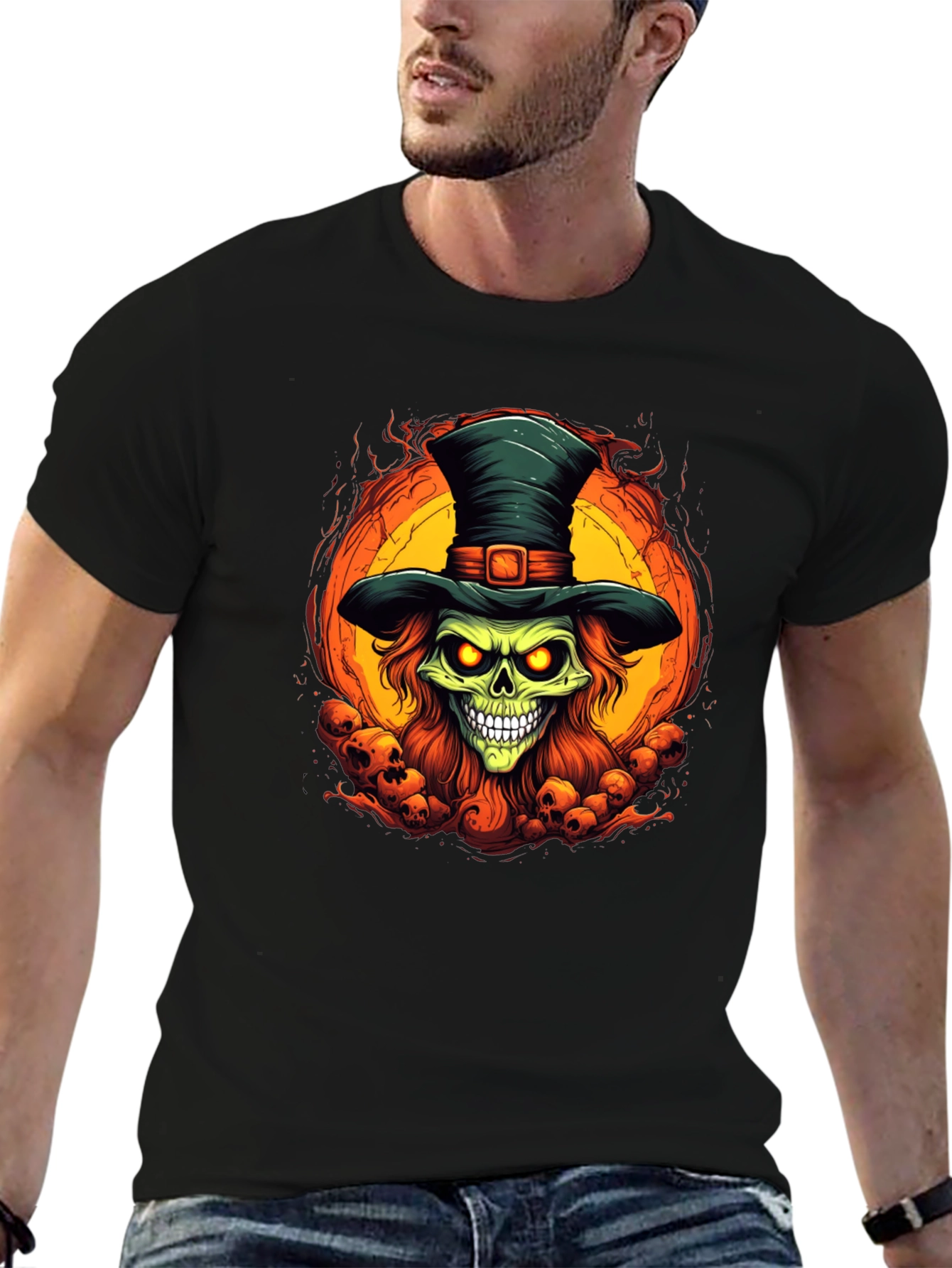 Skull Top Hat Graphic Tee - Halloween Ready!