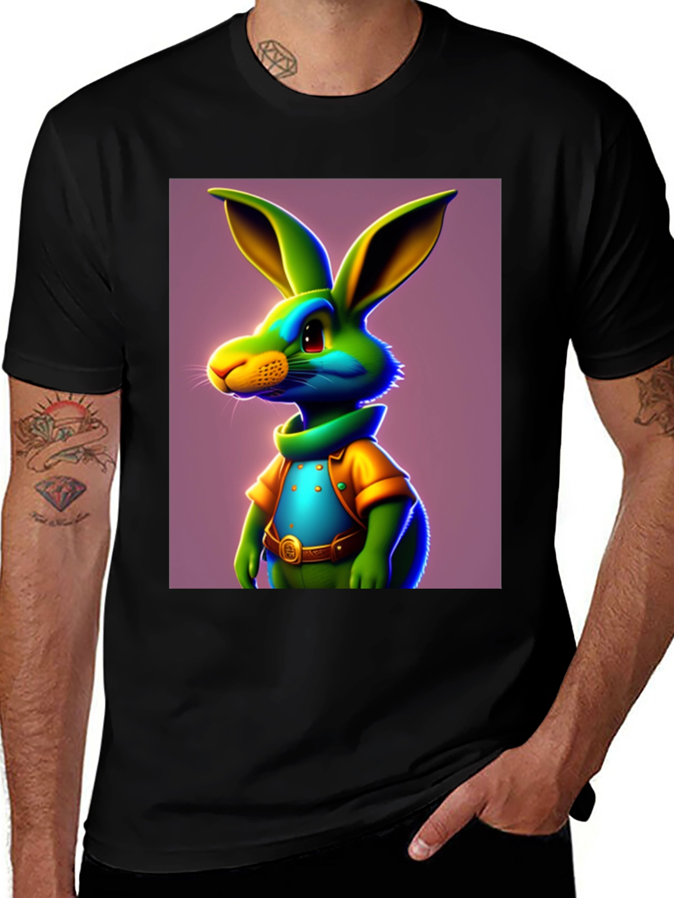 Cartoon Rabbit Graphic Tee - Funky Easter Style!