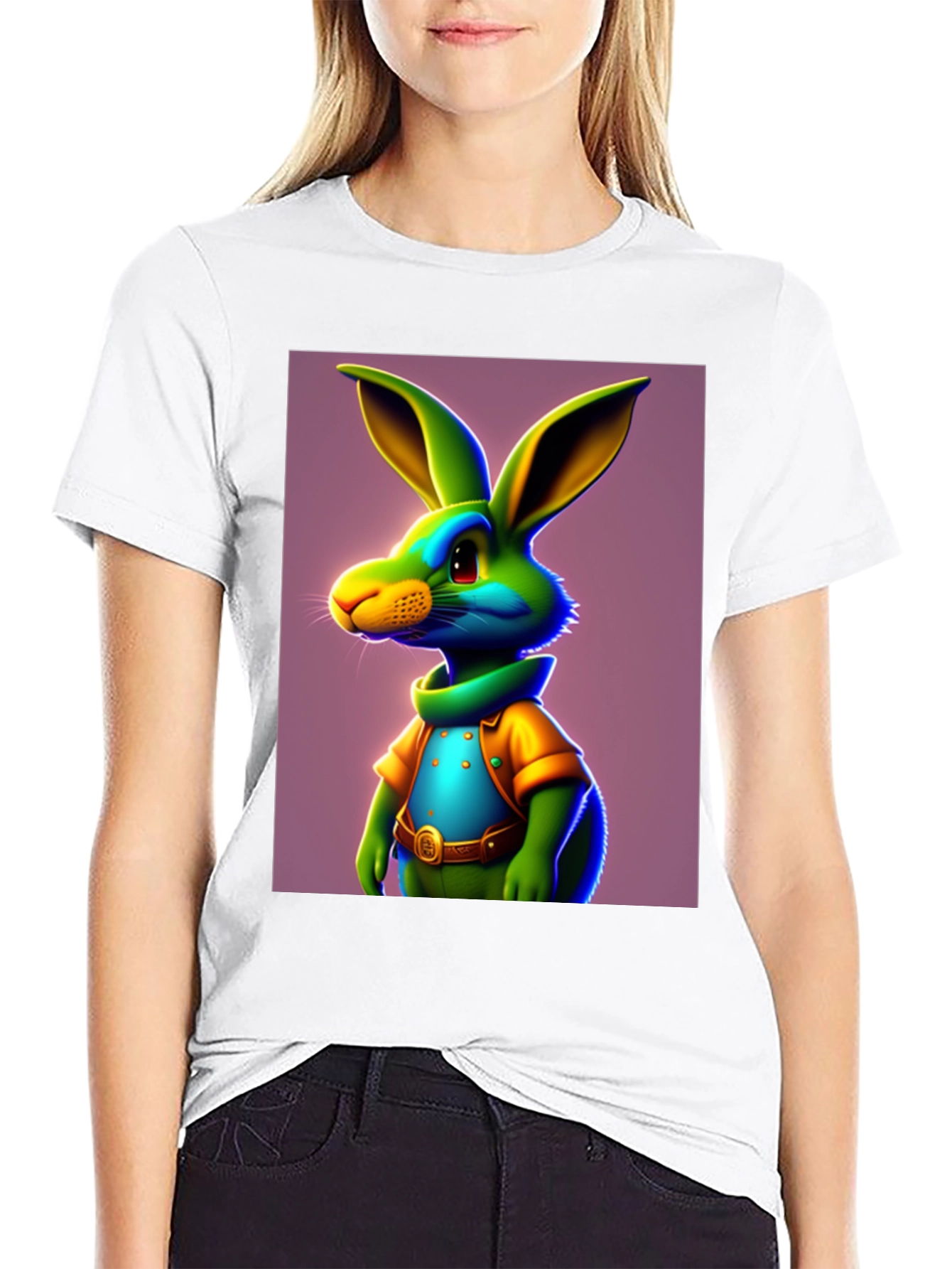 Cartoon Rabbit Graphic Tee - Funky Easter Style!