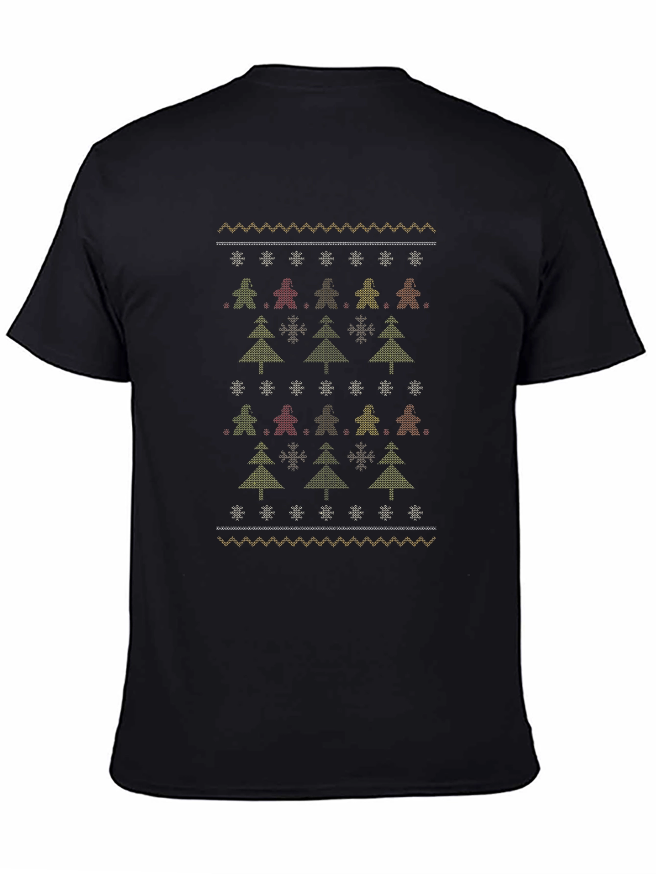 Ugly Christmas Sweater Pattern Black T-Shirt