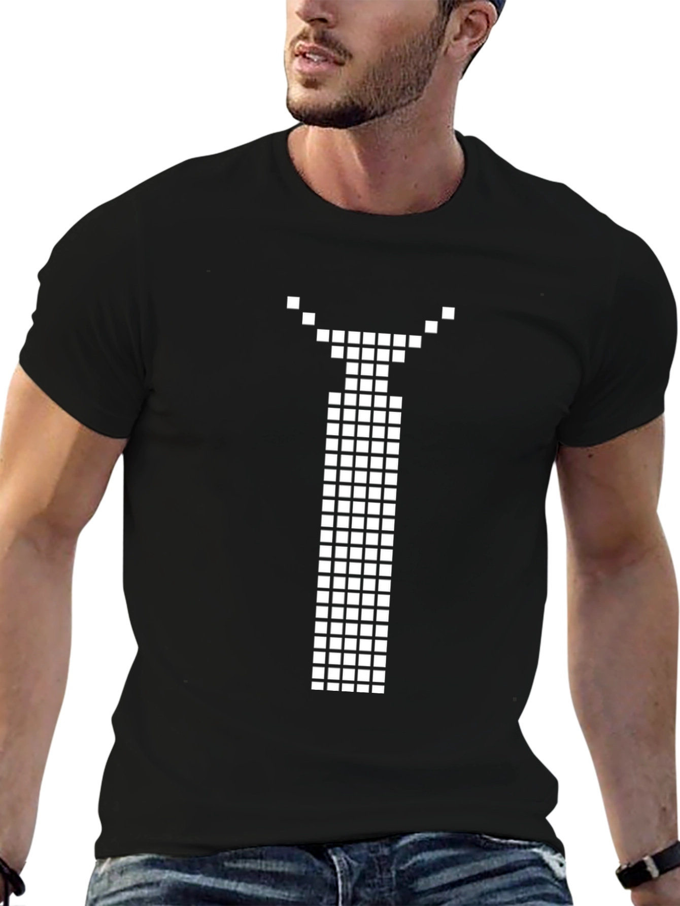 Pixel Tie T-Shirt - Geek Chic Black Cotton Tee