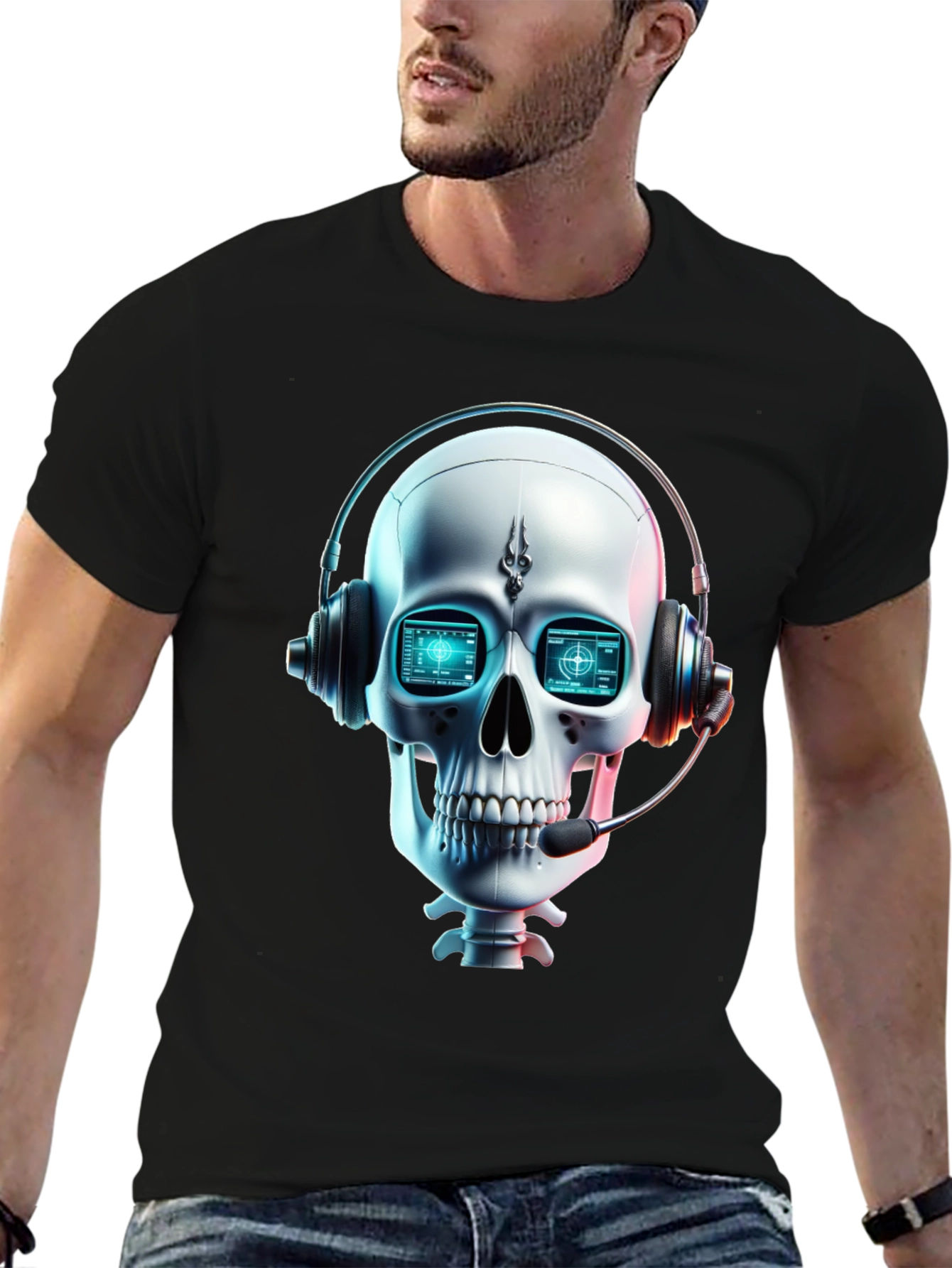 Skull Gamer T-Shirt - Tech Headset Design