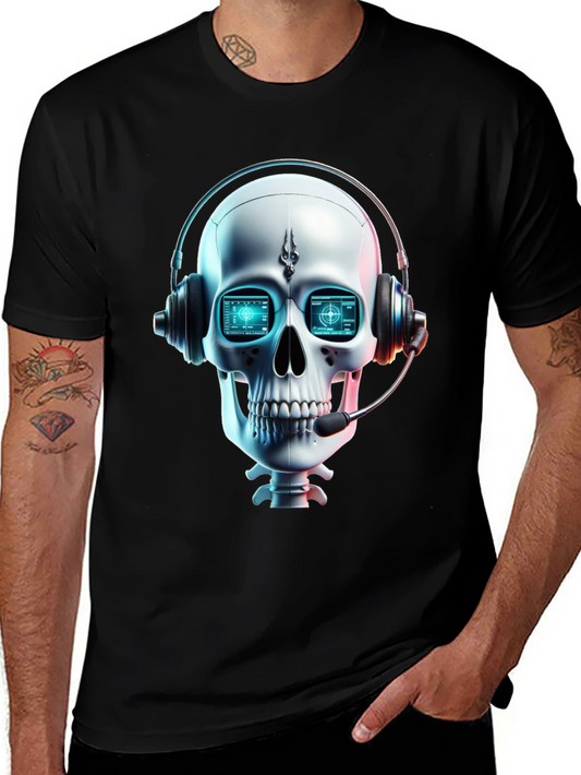 Skull Gamer T-Shirt - Tech Headset Design