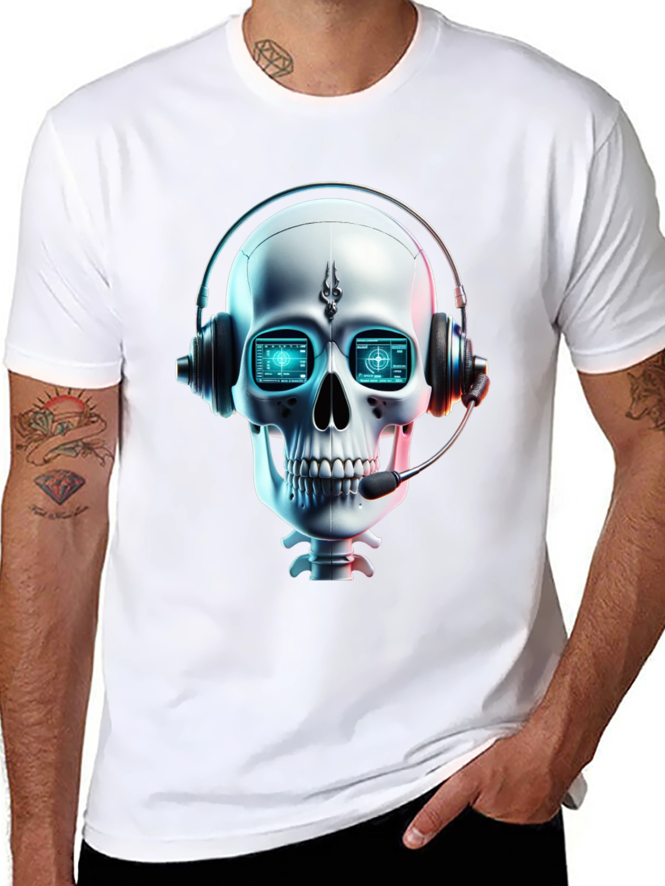 Skull Gamer T-Shirt - Tech Headset Design