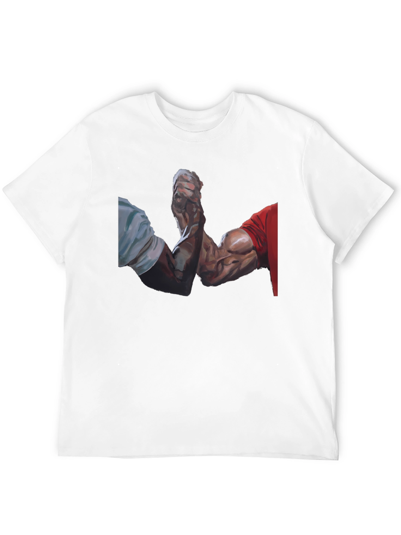 Arm Wrestle Graphic Tee - Black Cotton Casual T-Shirt