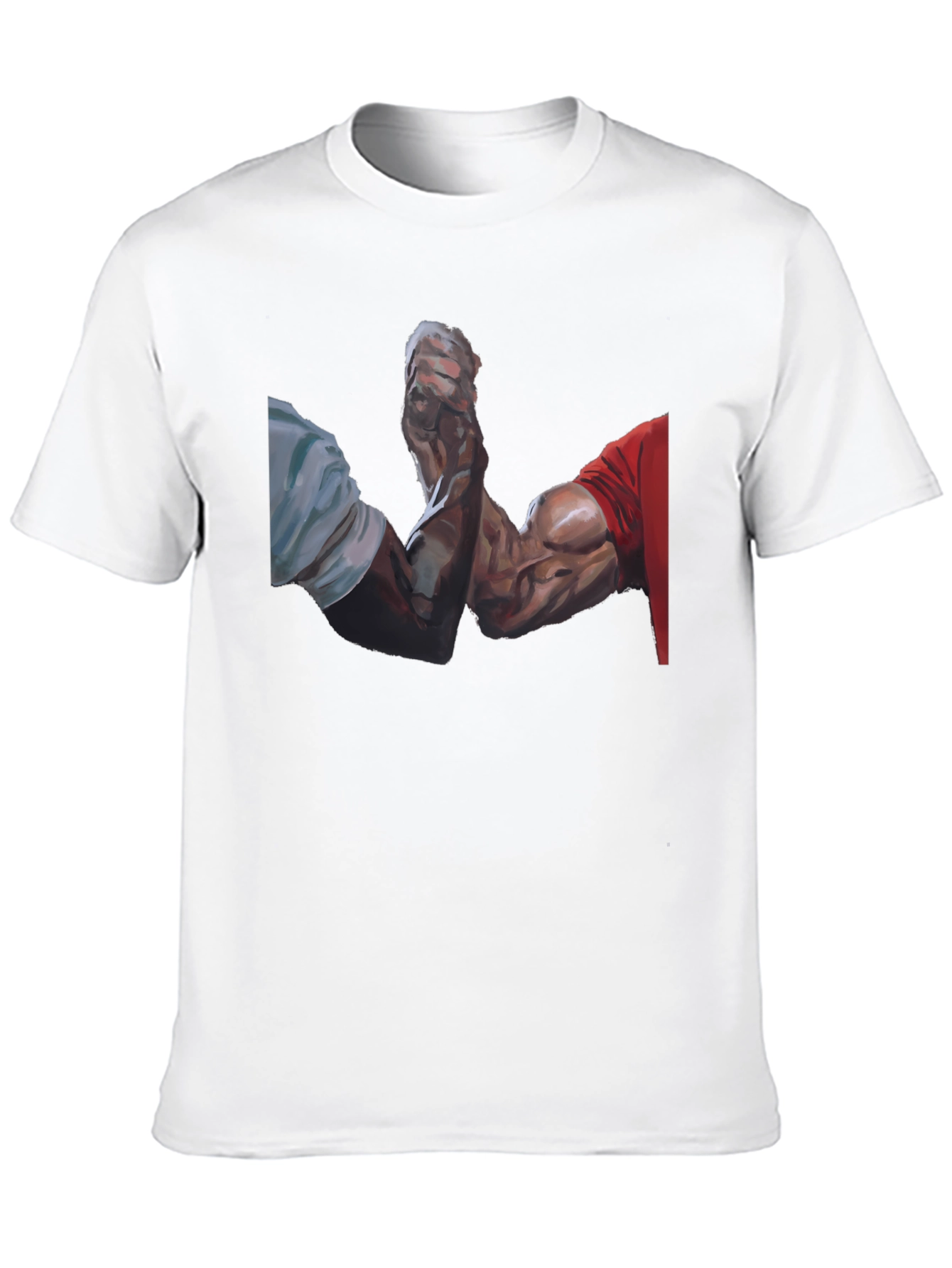 Arm Wrestle Graphic Tee - Black Cotton Casual T-Shirt