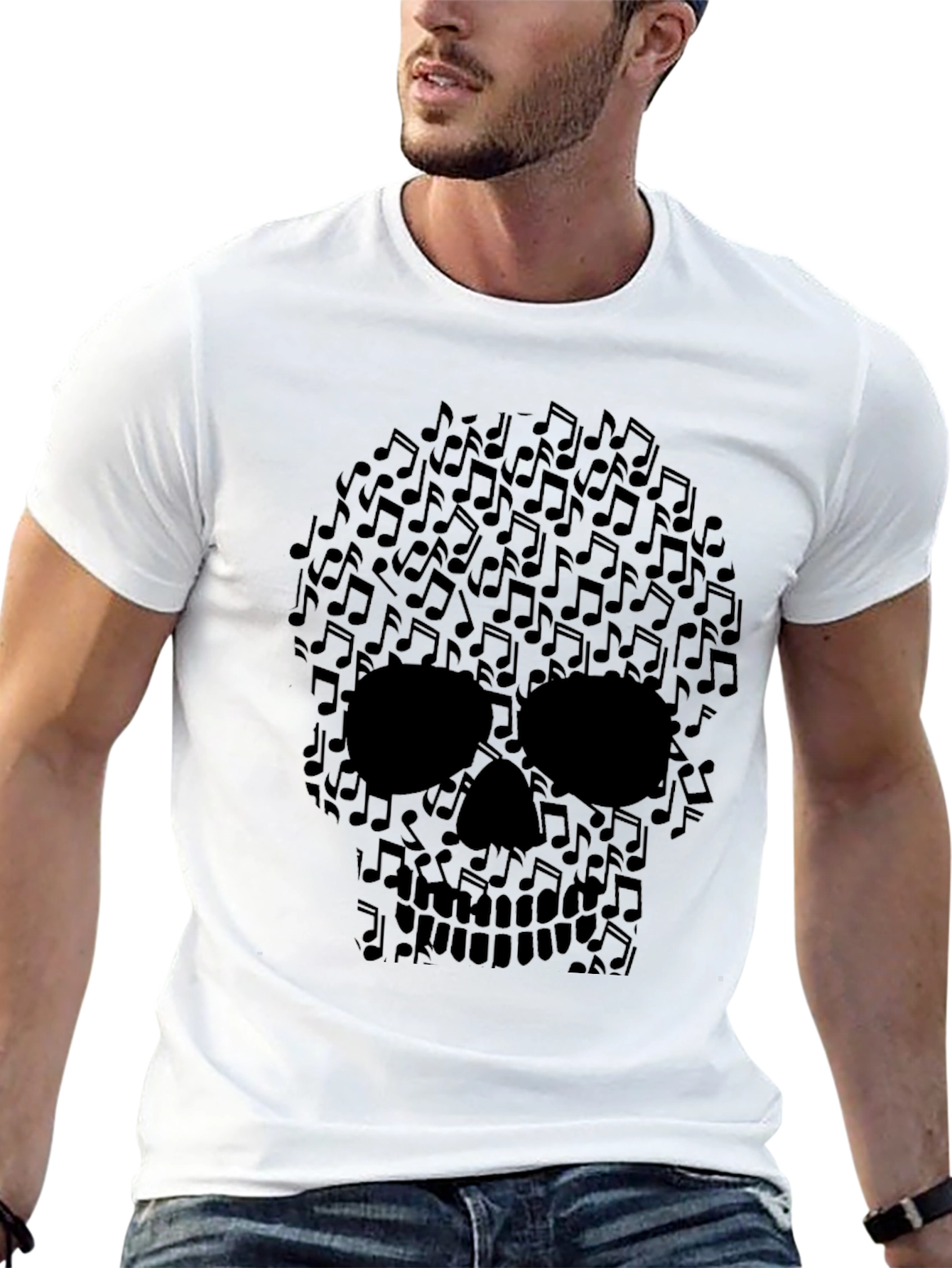 Musical Skull Graphic Tee - Rocker Style Shirt