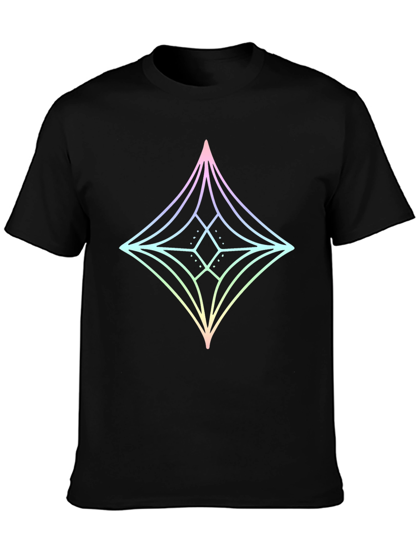 Geometric Star Graphic Tee - Mens Black Cotton T-Shirt