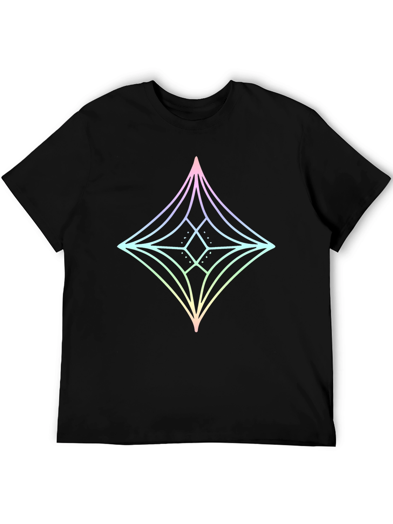 Geometric Star Graphic Tee - Mens Black Cotton T-Shirt