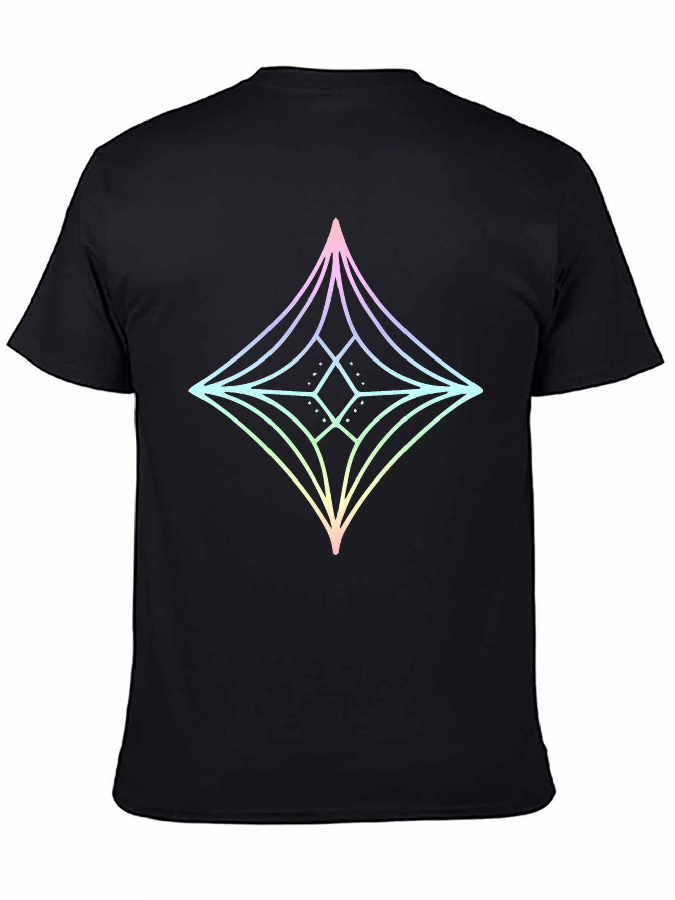 Geometric Star Graphic Tee - Mens Black Cotton T-Shirt