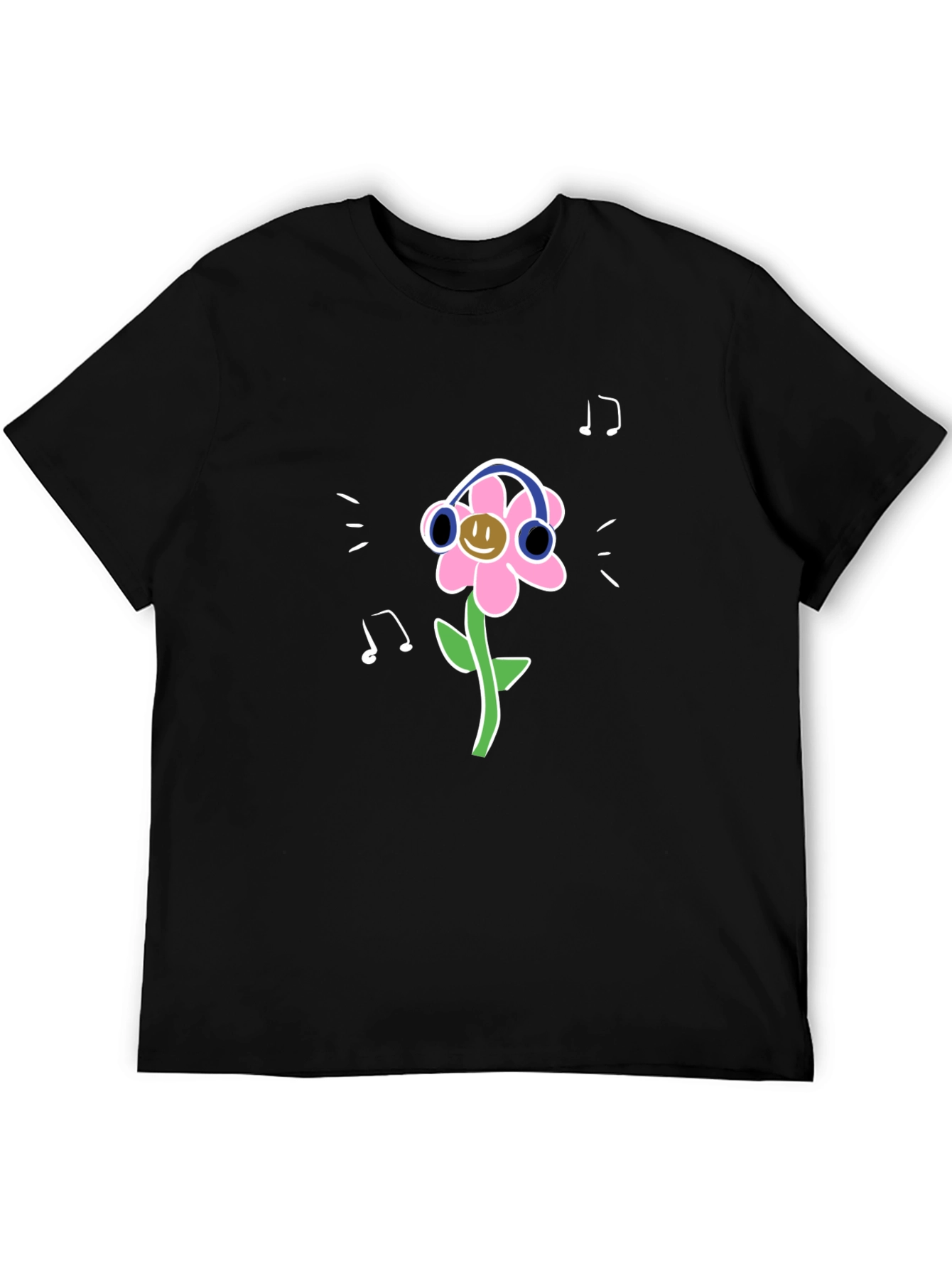 Fun Flower Graphic Tee - Black Casual Shirt