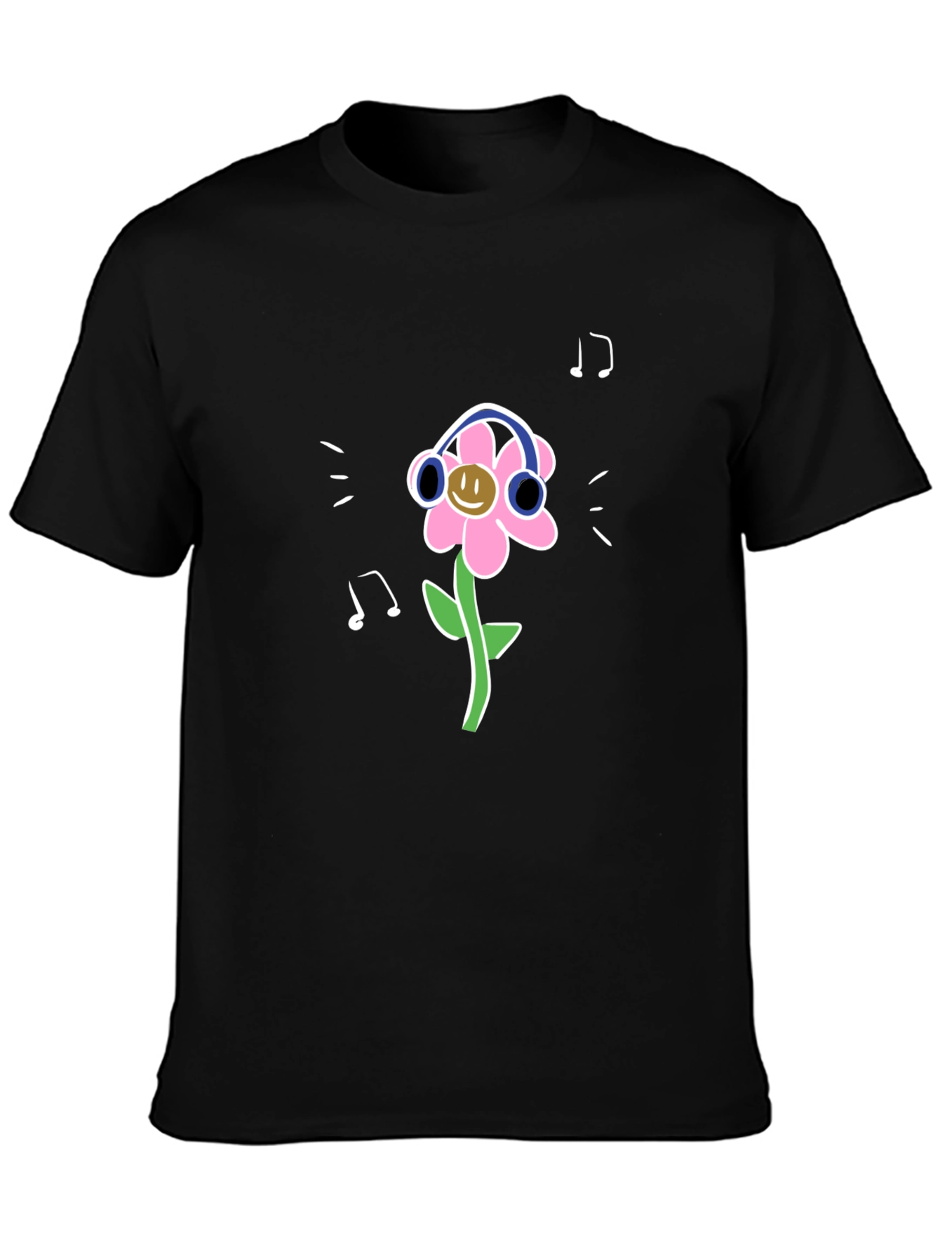 Fun Flower Graphic Tee - Black Casual Shirt