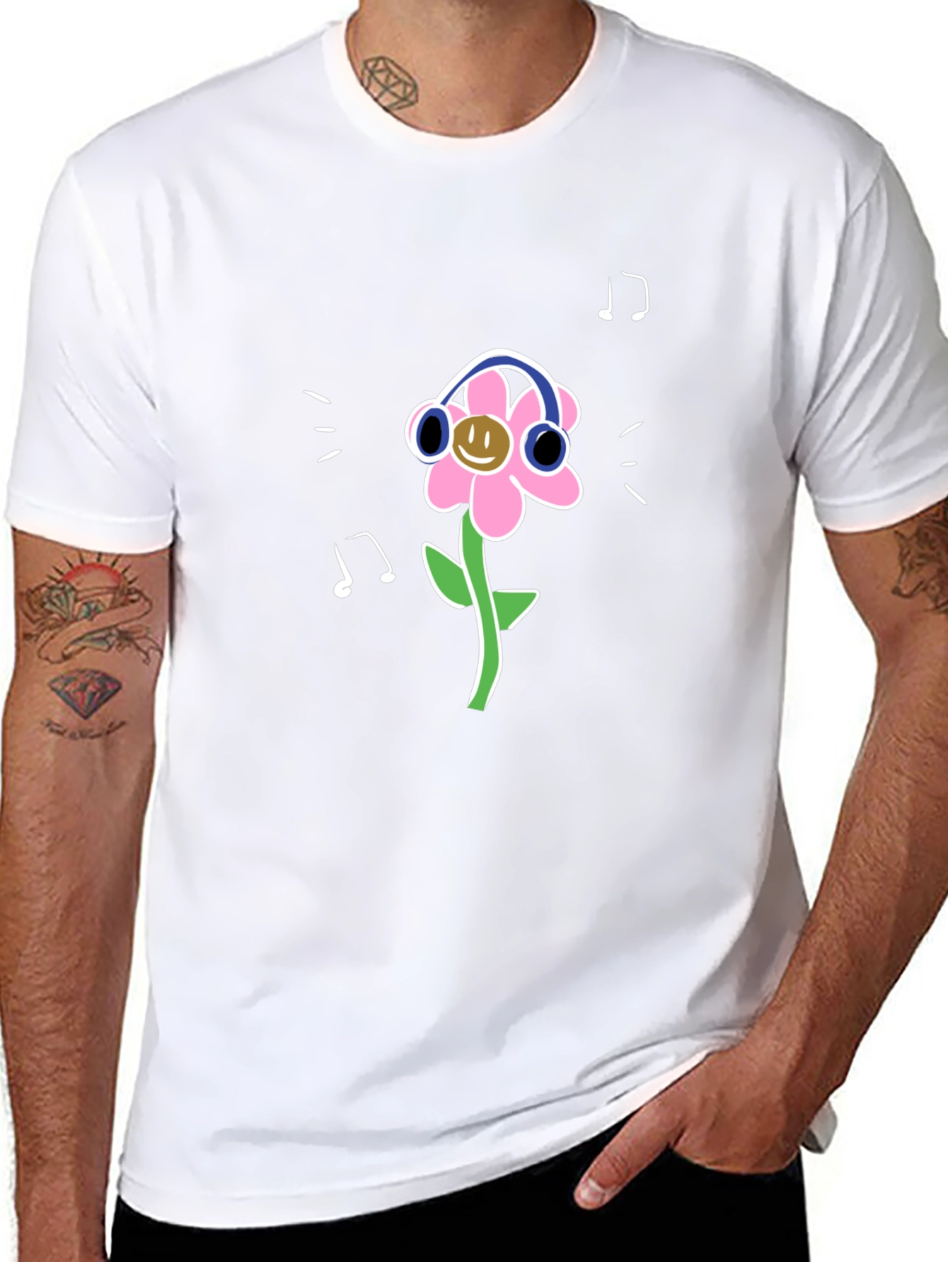 Fun Flower Graphic Tee - Black Casual Shirt