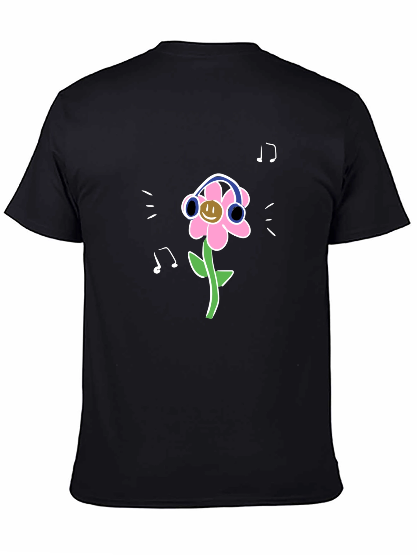 Fun Flower Graphic Tee - Black Casual Shirt
