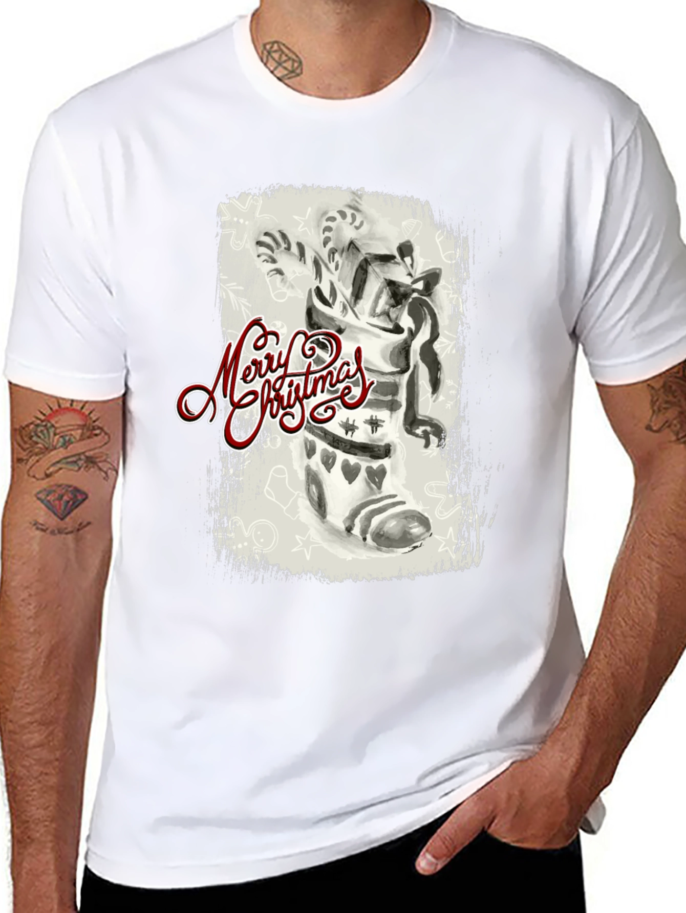 Festive Christmas Stocking Graphic Tee