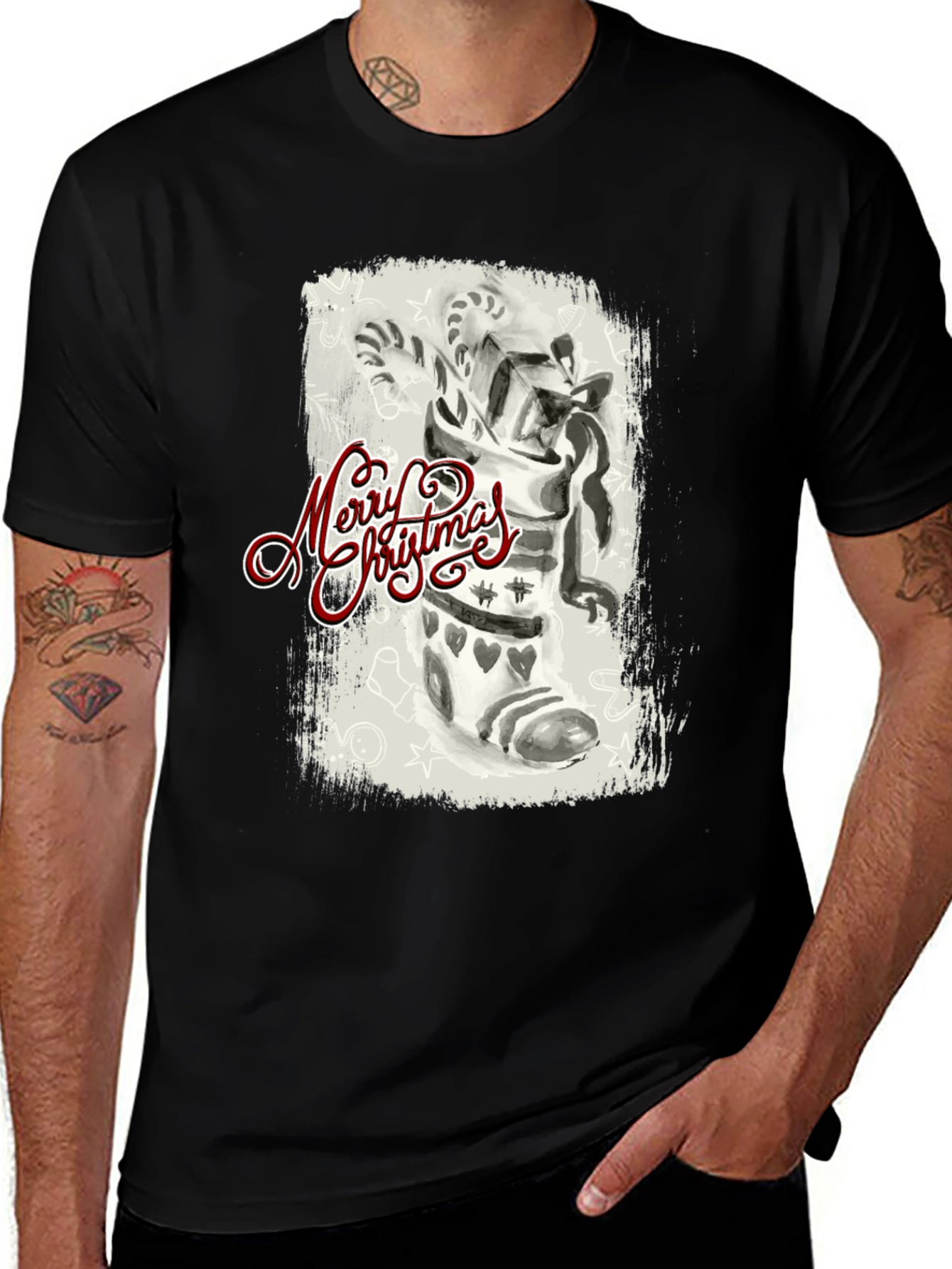 Festive Christmas Stocking Graphic Tee