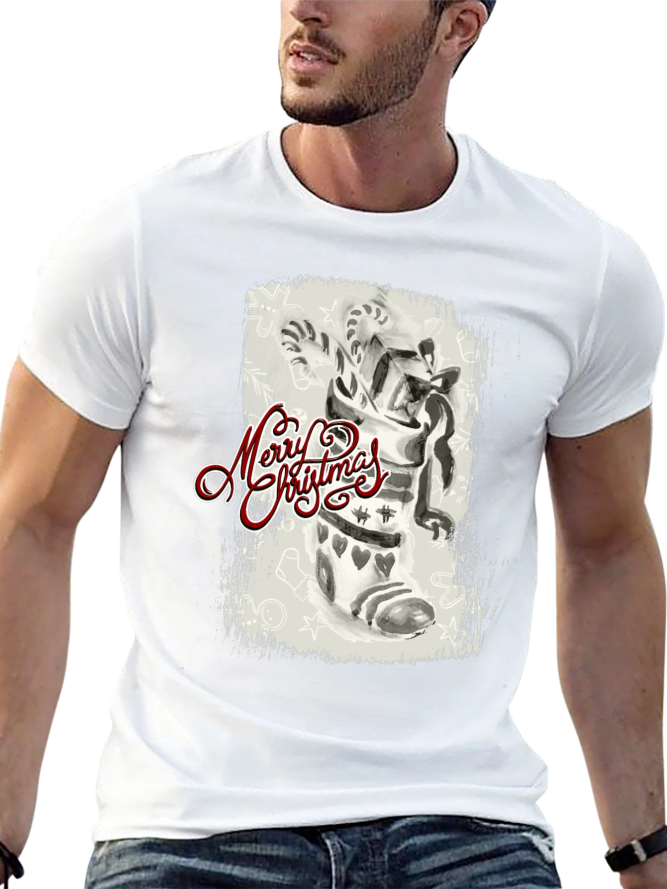 Festive Christmas Stocking Graphic Tee