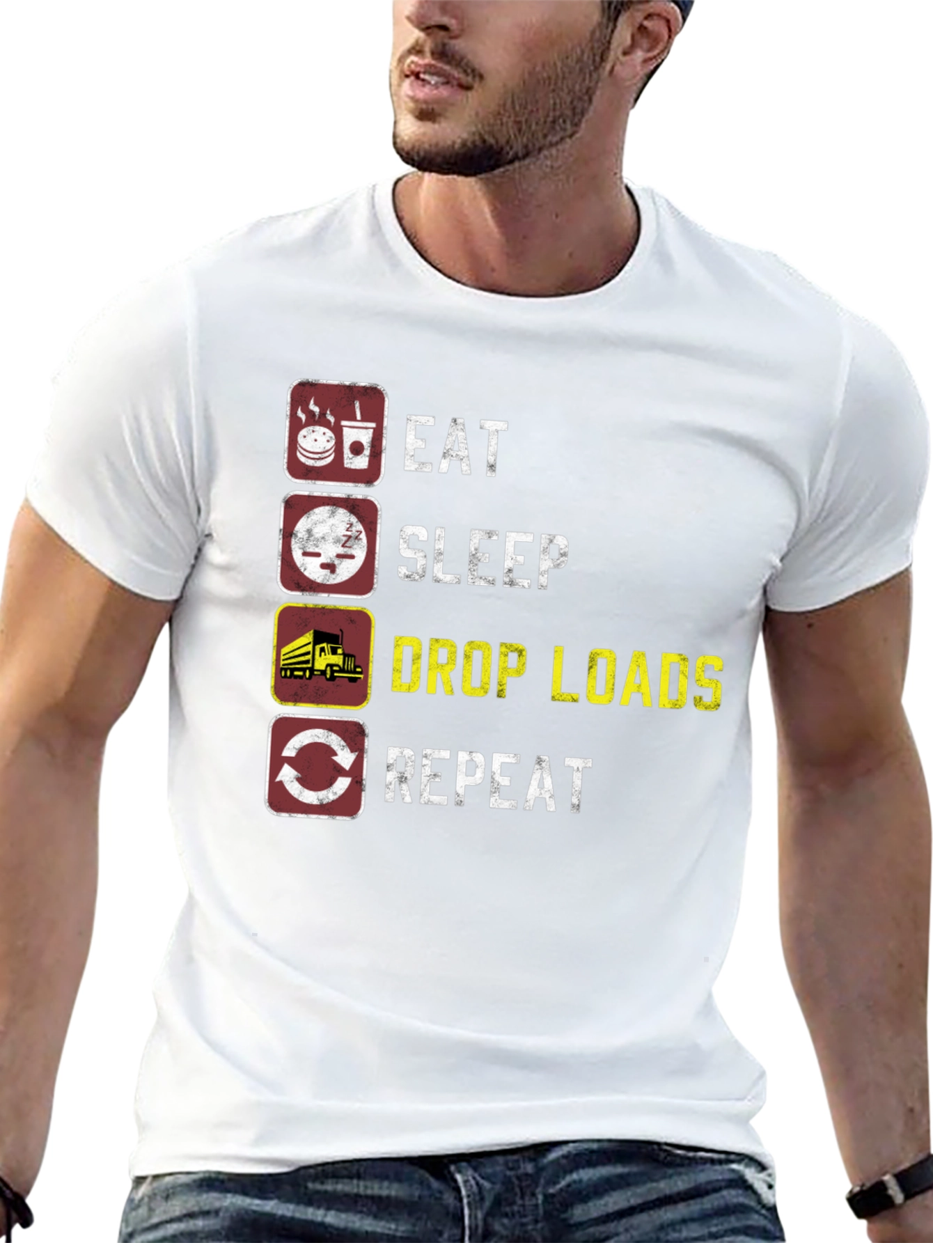 Eat Sleep Drop Loads Repeat Trucker T-Shirt
