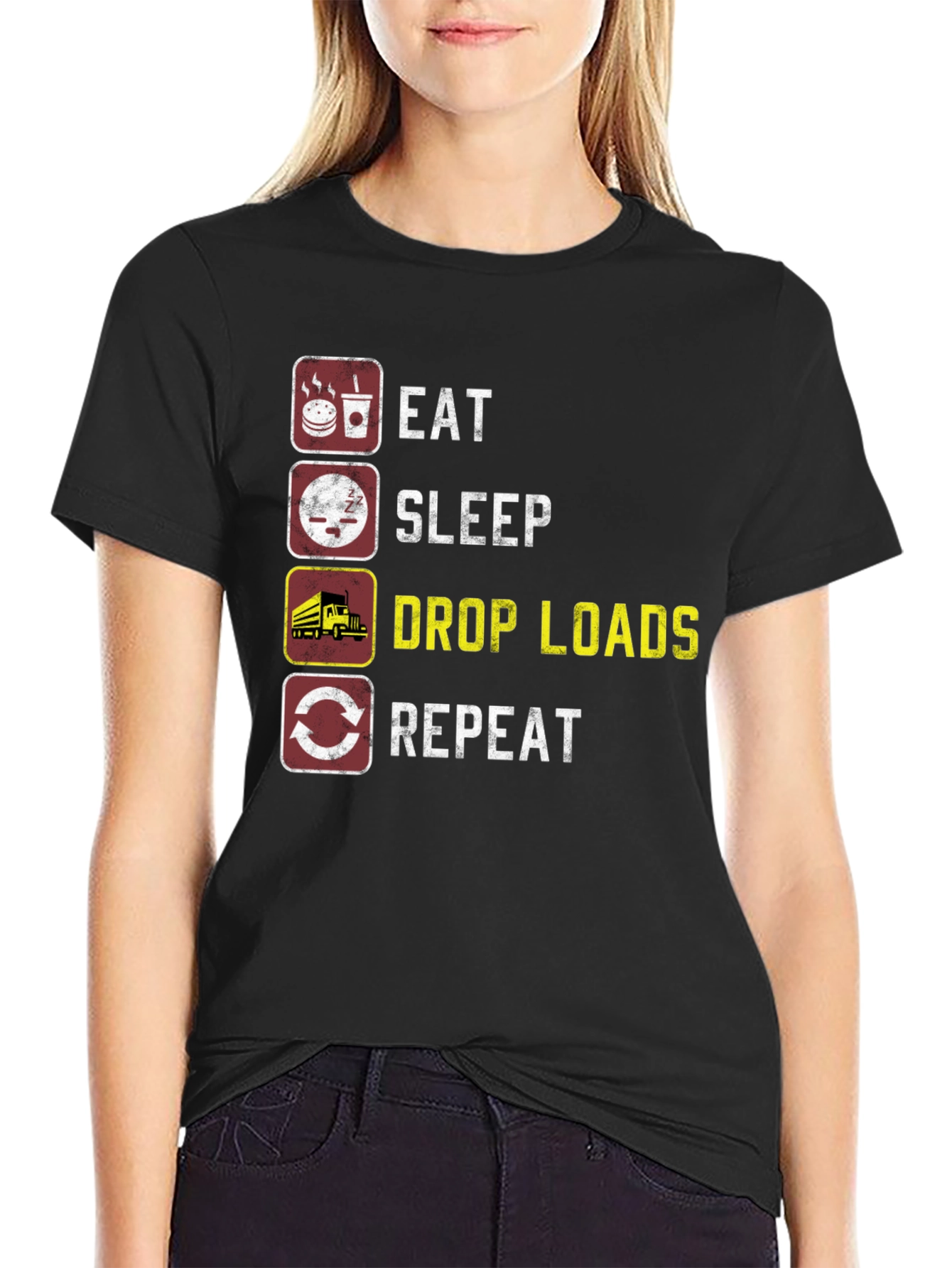 Eat Sleep Drop Loads Repeat Trucker T-Shirt