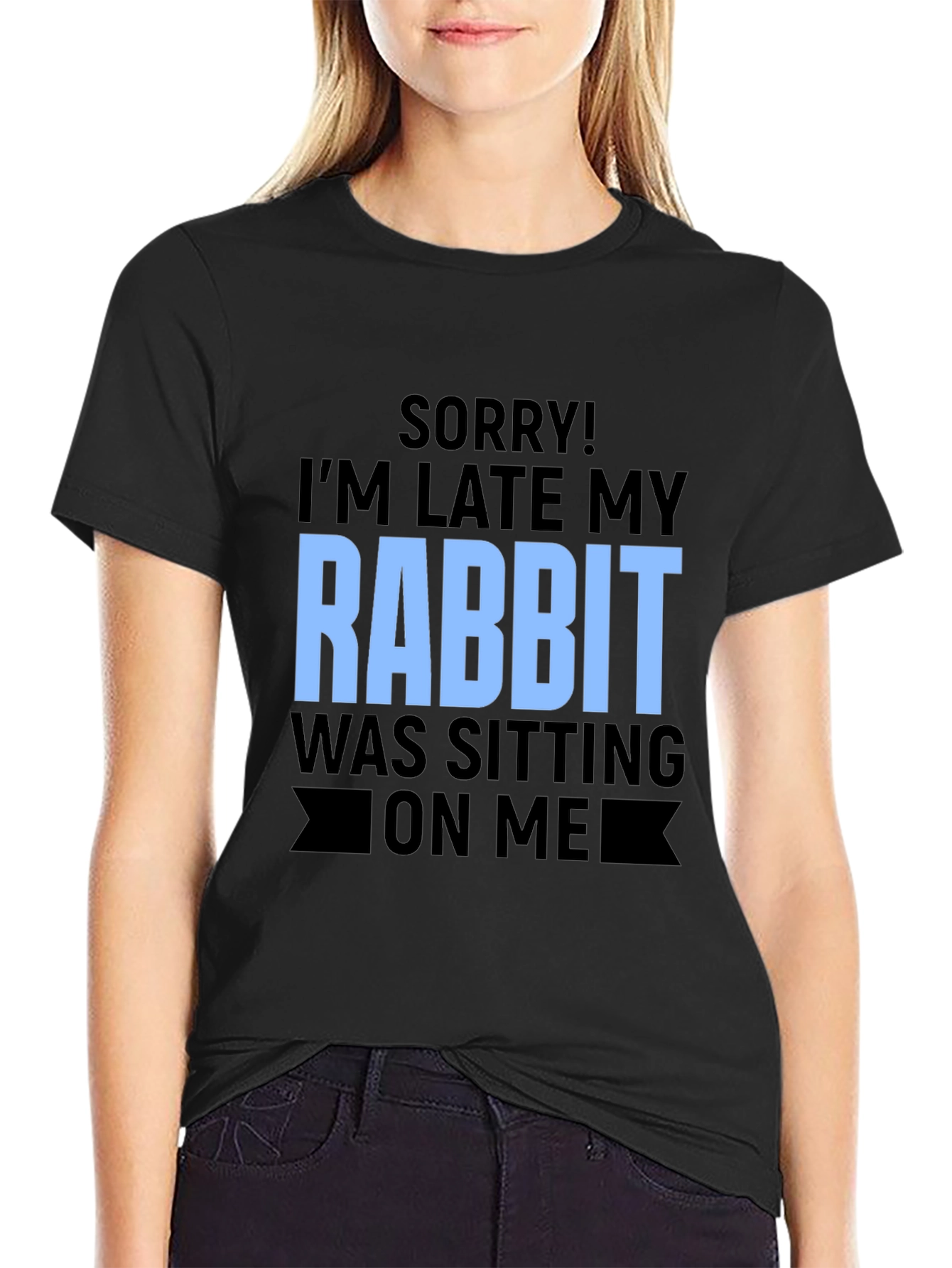 Rabbit Sitting T-Shirt Funny Novelty Tee