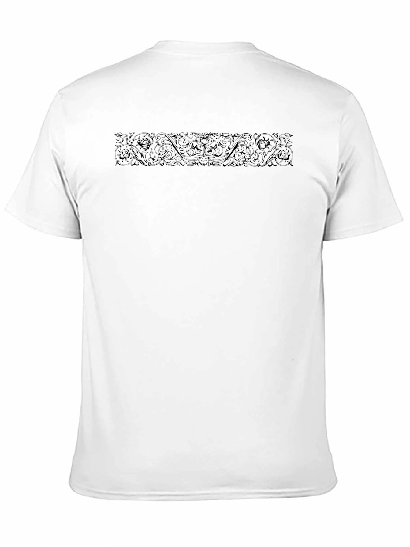 Mens Black Ornamental Print Crew Neck T-Shirt
