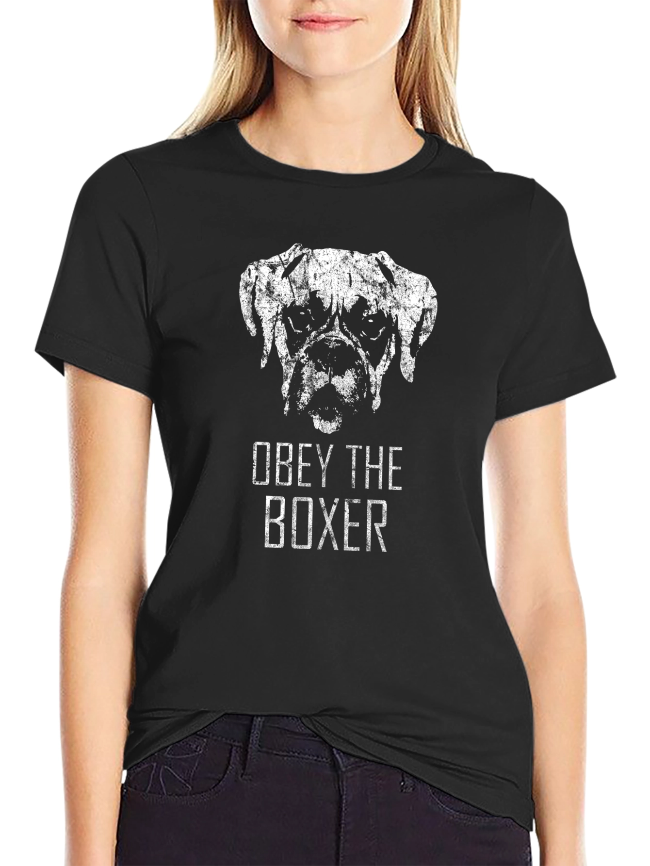 Obey The Boxer T-Shirt - Distressed Dog Graphic Tee