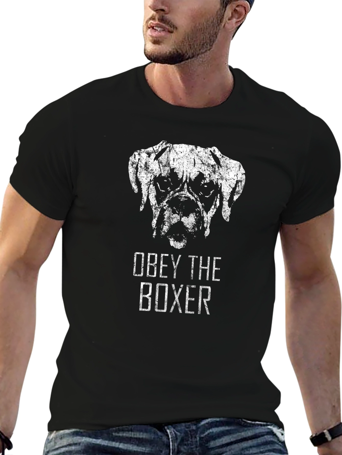Obey The Boxer T-Shirt - Distressed Dog Graphic Tee
