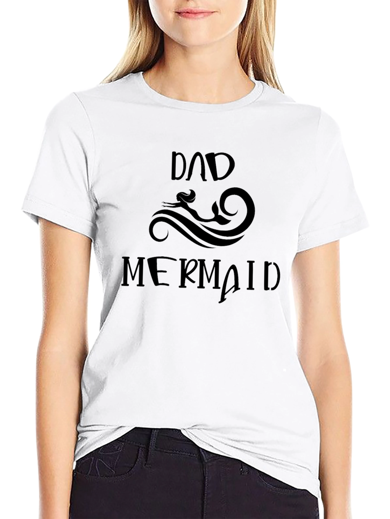 Dad & Mermaid Graphic Print T-Shirt