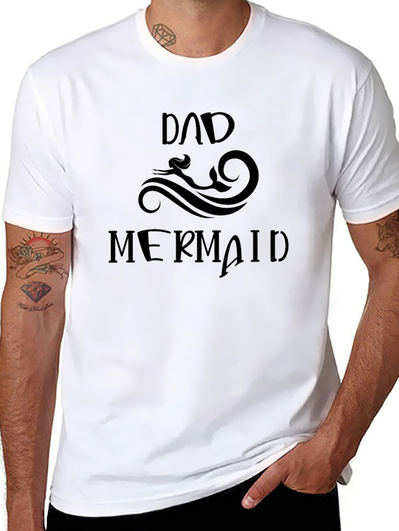 Dad & Mermaid Graphic Print T-Shirt